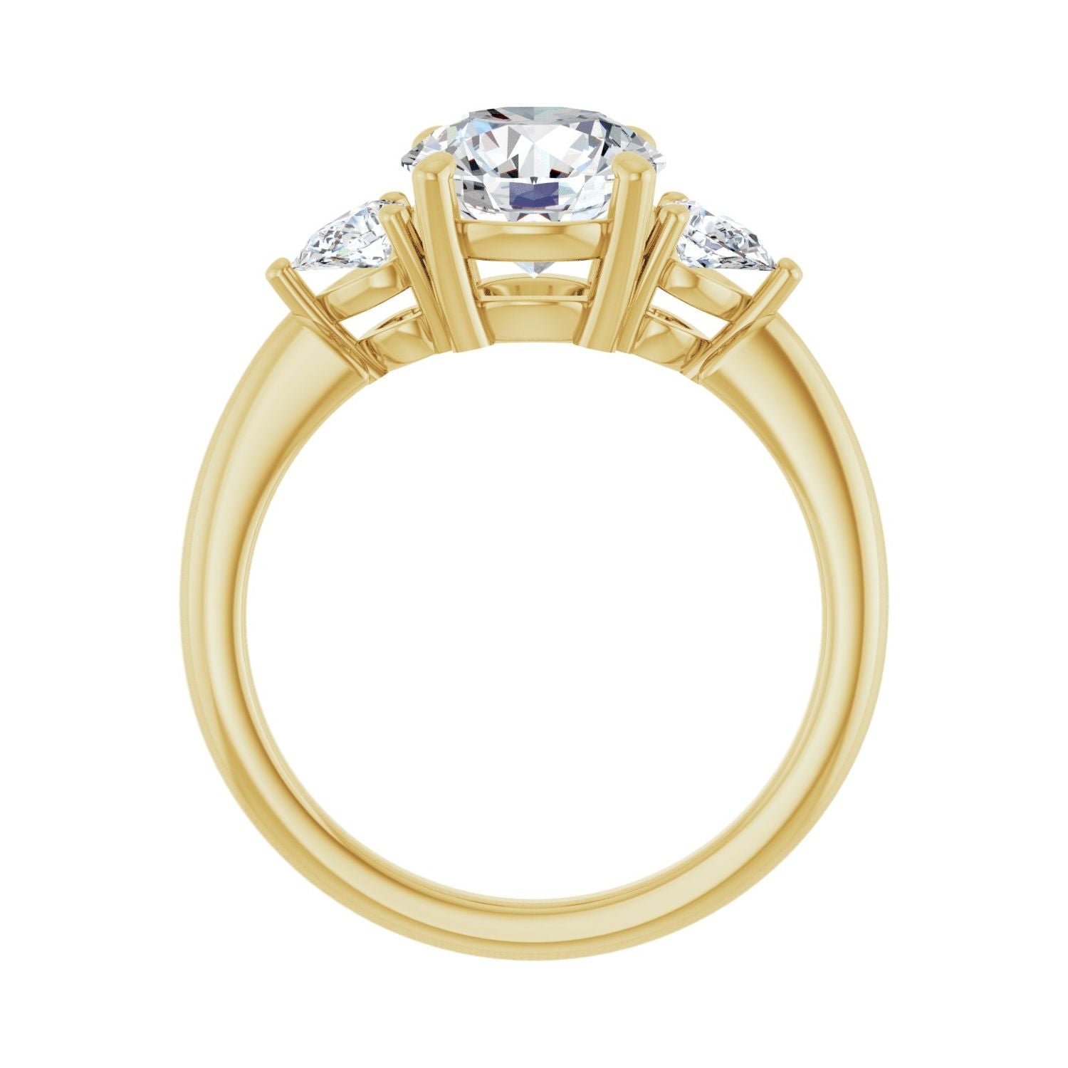 Round Three-Stone Engagement Ring | Metal Type=14K Yellow Gold | Center Stone Size=2 CT | Image 2