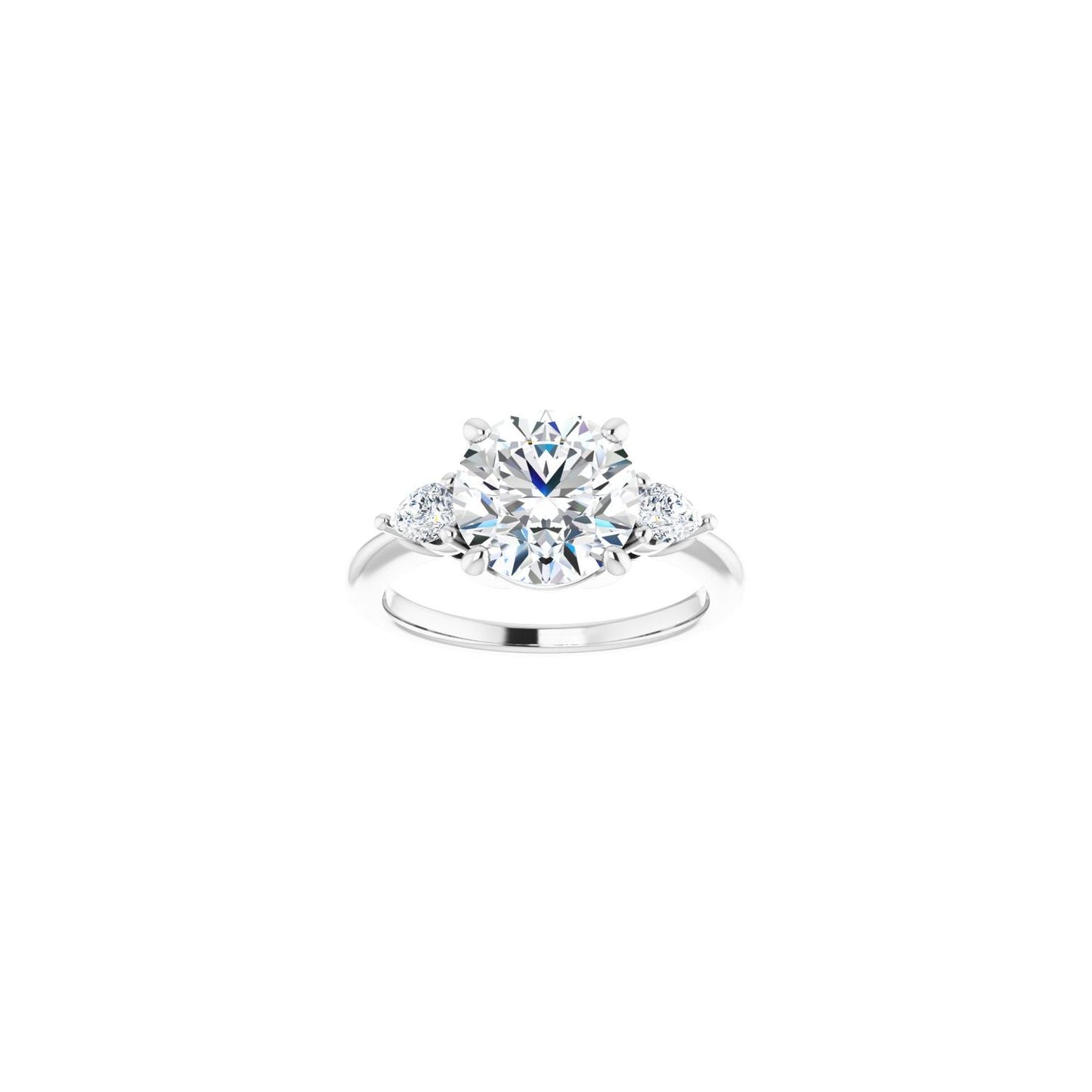 Round Three-Stone Engagement Ring | Metal Type=14K White Gold | Center Stone Size=2.5 CT | Image 3