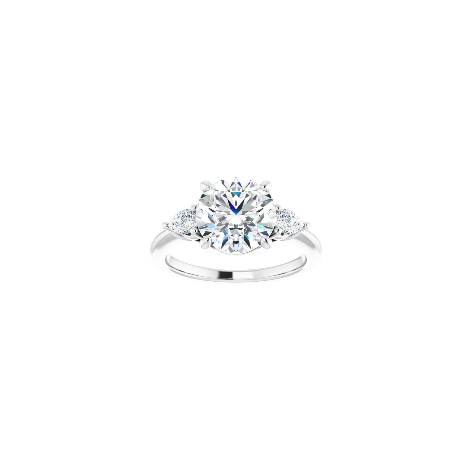 Round Three-Stone Engagement Ring | Metal Type=14K White Gold | Center Stone Size=2.5 CT | Image 3