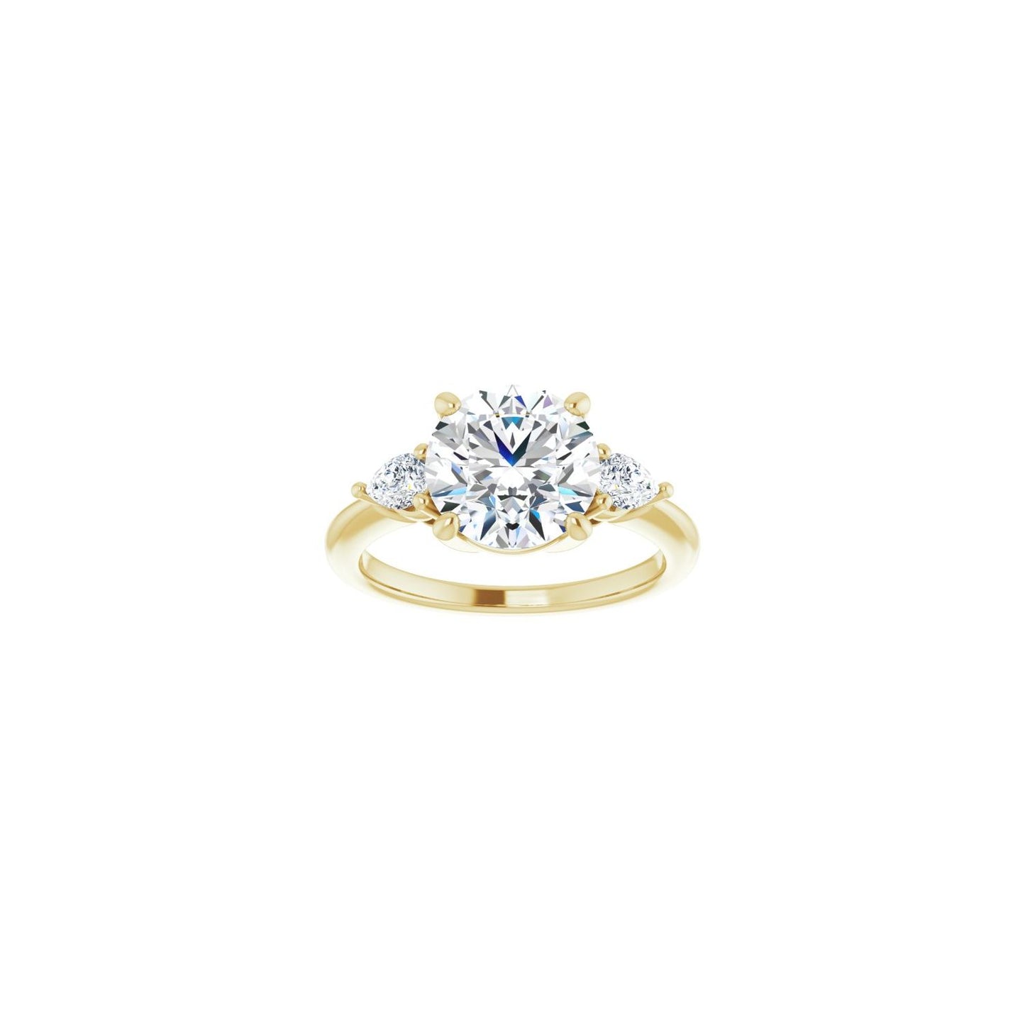 Round Three-Stone Engagement Ring | Metal Type=14K Yellow Gold | Center Stone Size=2.5 CT | Image 3