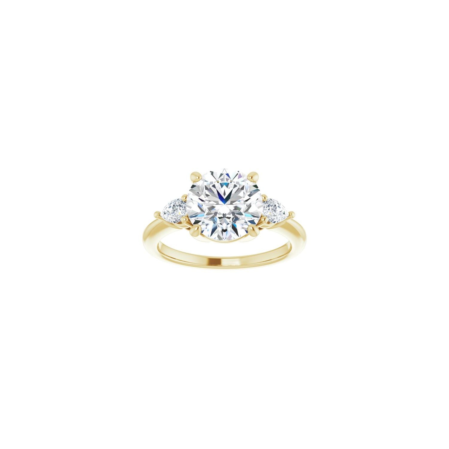 Round Three-Stone Engagement Ring | Metal Type=14K Yellow Gold | Center Stone Size=2.5 CT | Image 3