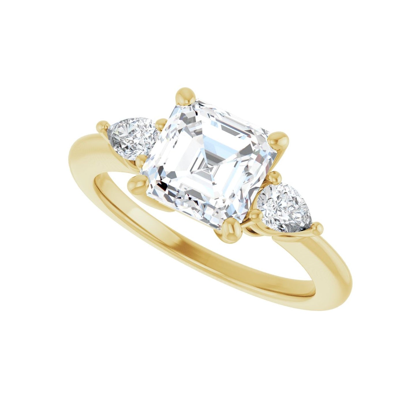 Asscher Three-Stone Engagement Ring | Metal Type=14K Yellow Gold | Center Stone Size=2 CT | Image 5
