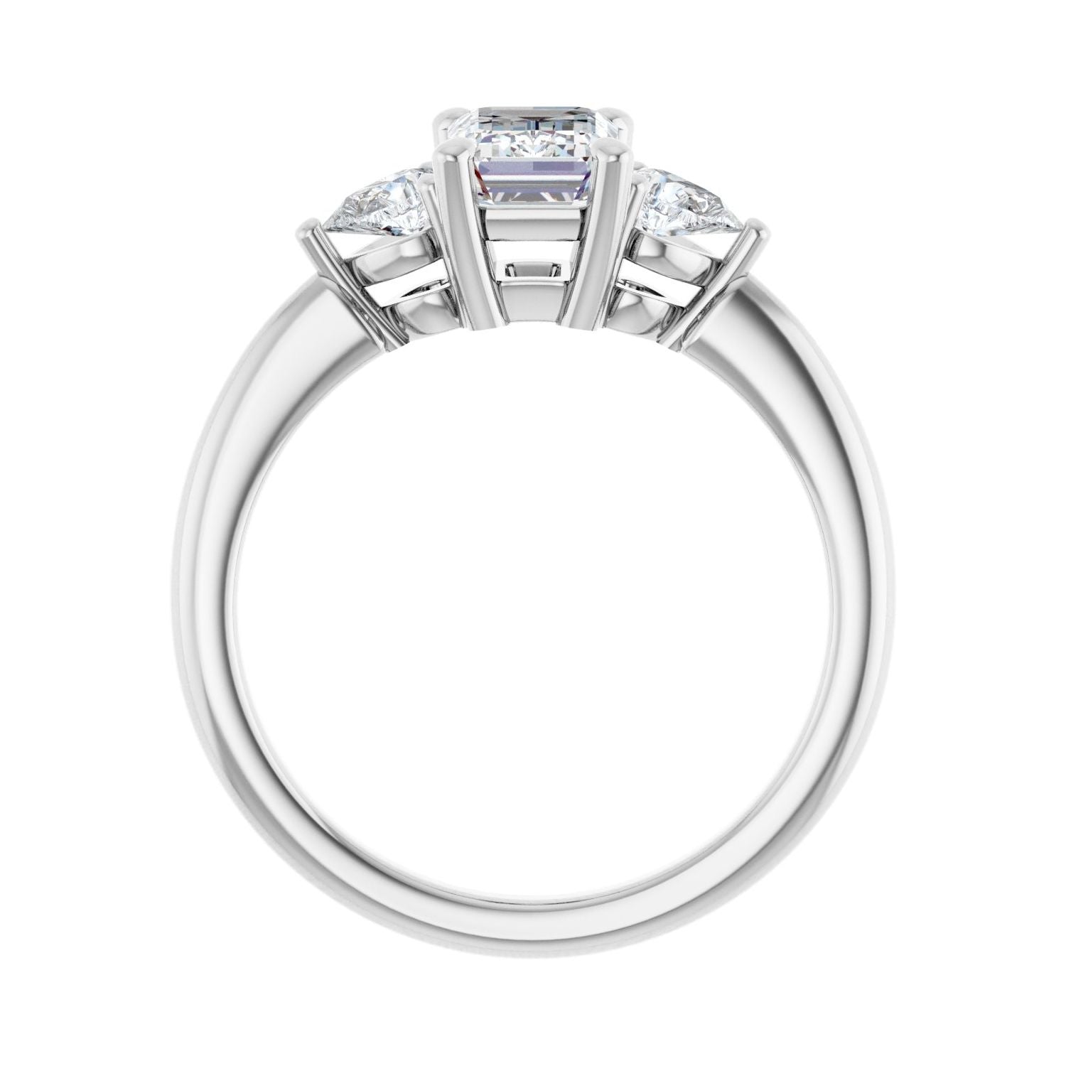 Emerald Three-Stone Engagement Ring | Metal Type=14K White Gold | Center Stone Size=1.5 CT | Image 2