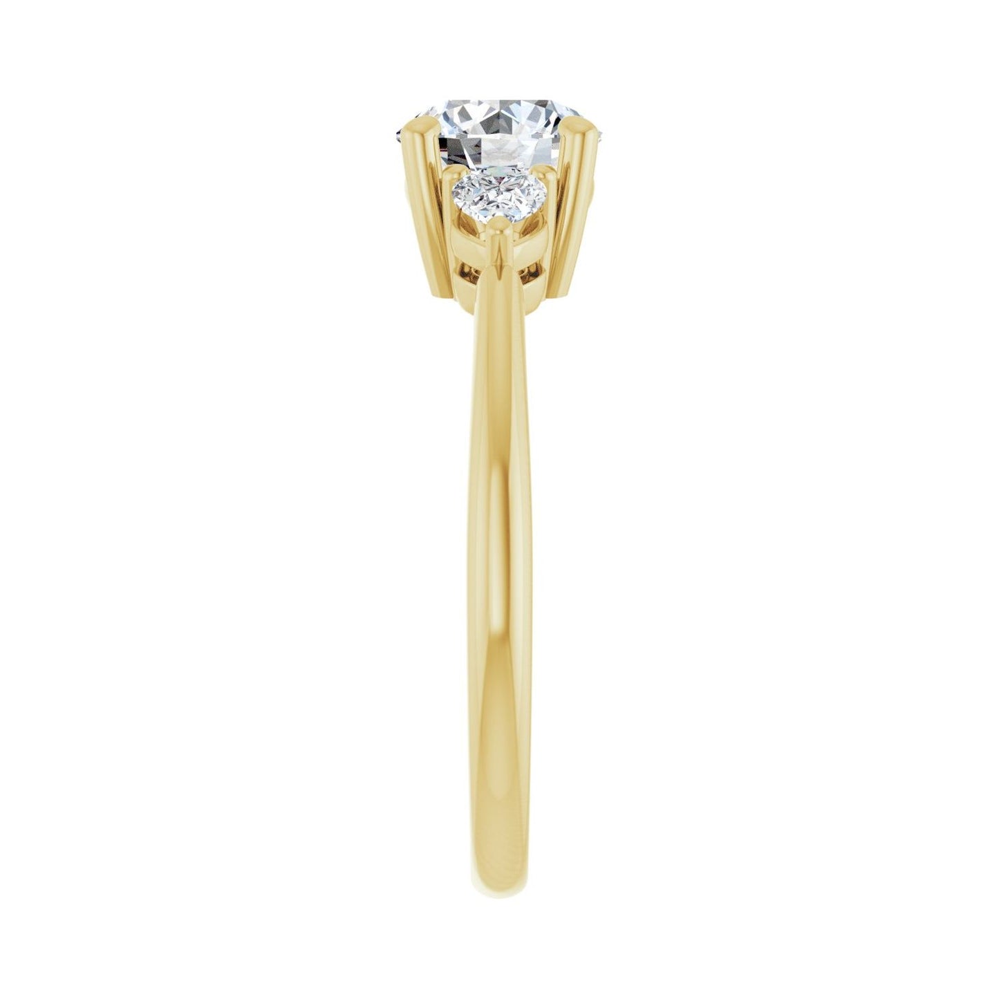Round Three-Stone Engagement Ring | Metal Type=14K Yellow Gold | Center Stone Size=1 CT | Image 4