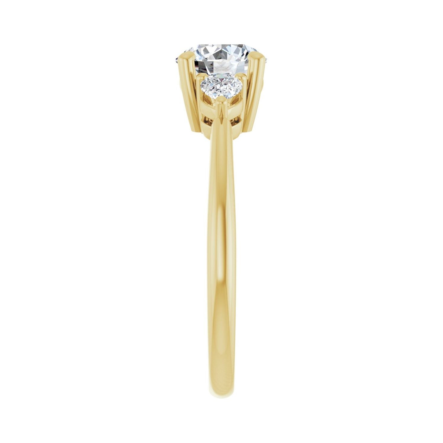 Round Three-Stone Engagement Ring | Metal Type=14K Yellow Gold | Center Stone Size=1 CT | Image 4