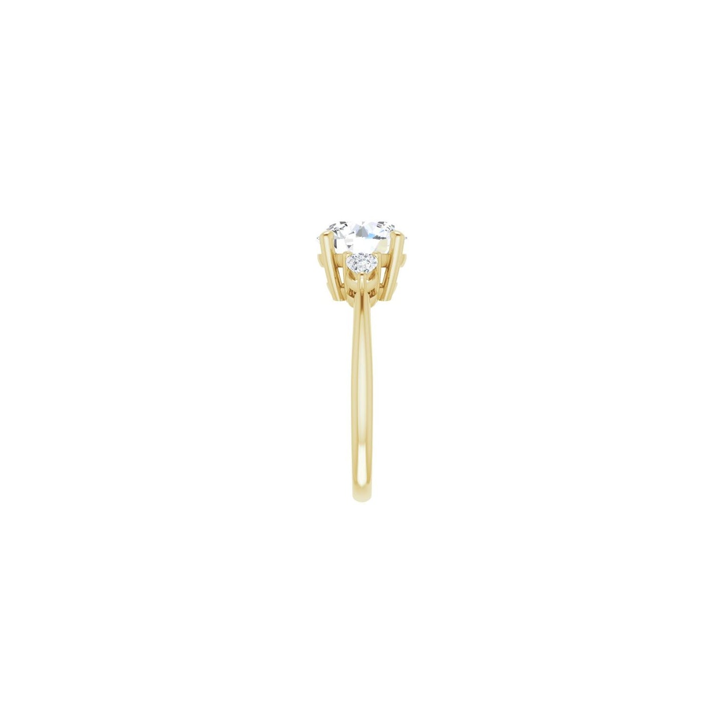 Round Three-Stone Engagement Ring | Metal Type=14K Yellow Gold | Center Stone Size=2.5 CT | Image 4