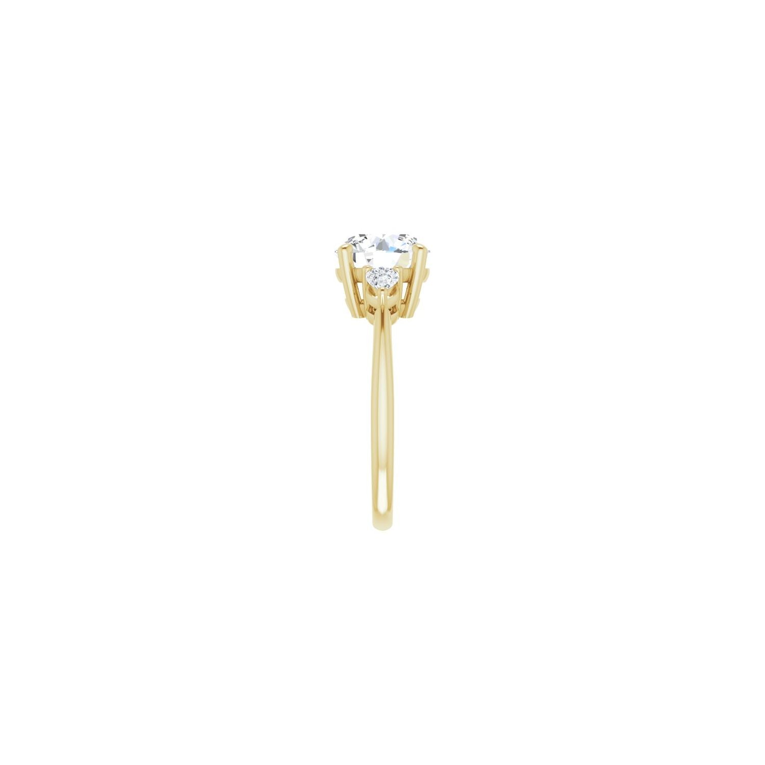 Round Three-Stone Engagement Ring | Metal Type=14K Yellow Gold | Center Stone Size=2.5 CT | Image 4