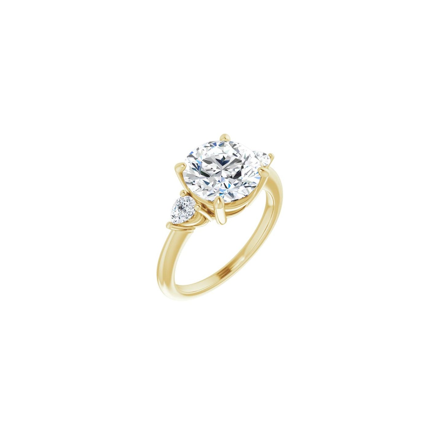 Round Three-Stone Engagement Ring | Metal Type=14K Yellow Gold | Center Stone Size=3 CT | Image 1