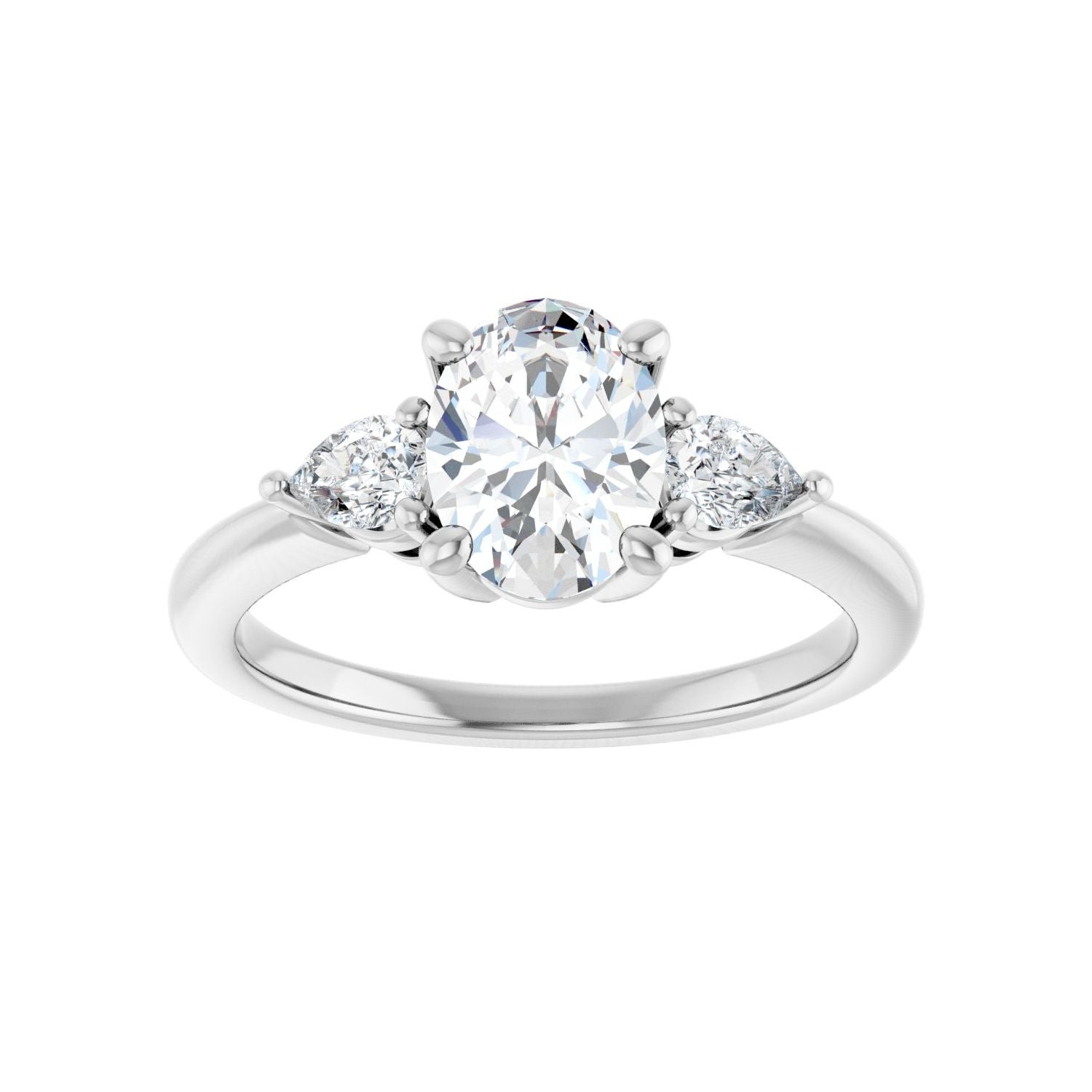 Oval Three-Stone Engagement Ring | Metal Type=14K White Gold | Center Stone Size=1.5 CT | Image 3