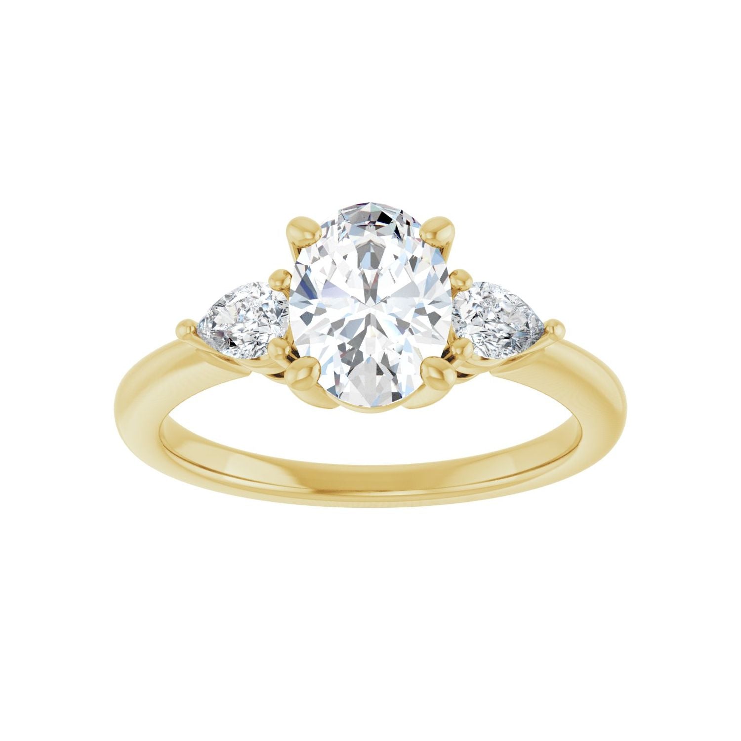 Oval Three-Stone Engagement Ring | Metal Type=14K Yellow Gold | Center Stone Size=1.5 CT | Image 3