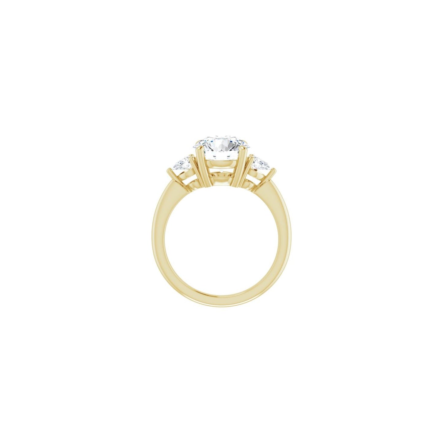 Round Three-Stone Engagement Ring | Metal Type=14K Yellow Gold | Center Stone Size=2.5 CT | Image 2