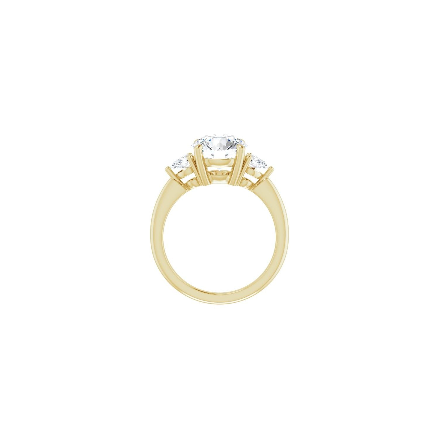 Round Three-Stone Engagement Ring | Metal Type=14K Yellow Gold | Center Stone Size=2.5 CT | Image 2