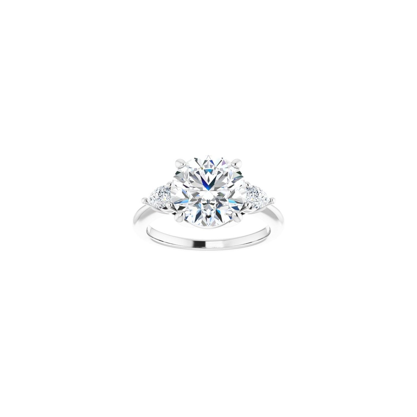 Round Three-Stone Engagement Ring | Metal Type=14K White Gold | Center Stone Size=3 CT | Image 3