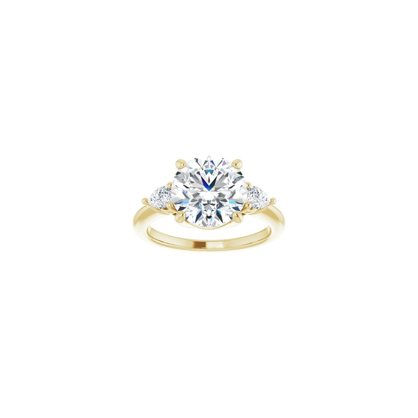 Round Three-Stone Engagement Ring | Metal Type=14K Yellow Gold | Center Stone Size=3 CT | Image 3