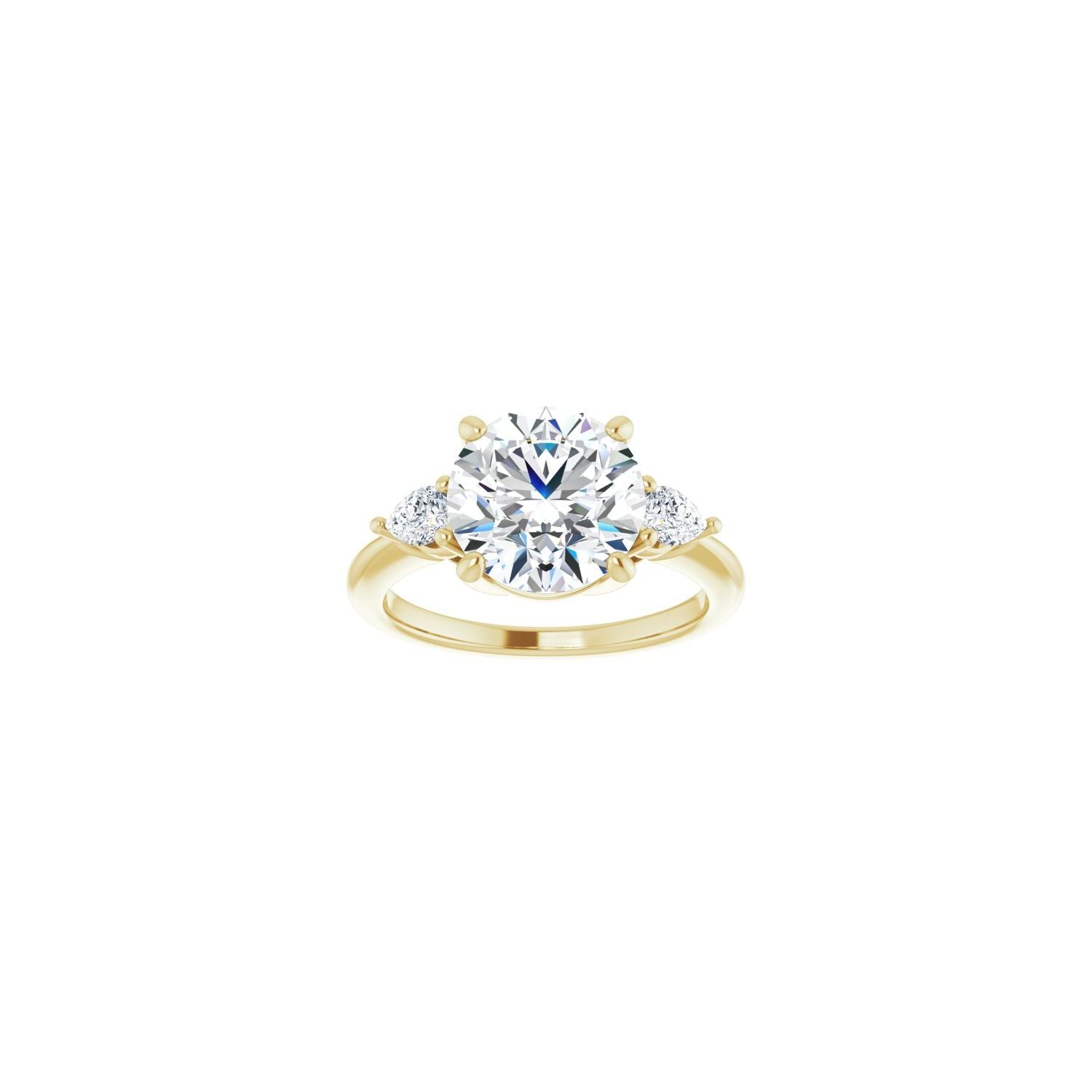 Round Three-Stone Engagement Ring | Metal Type=14K Yellow Gold | Center Stone Size=3 CT | Image 3