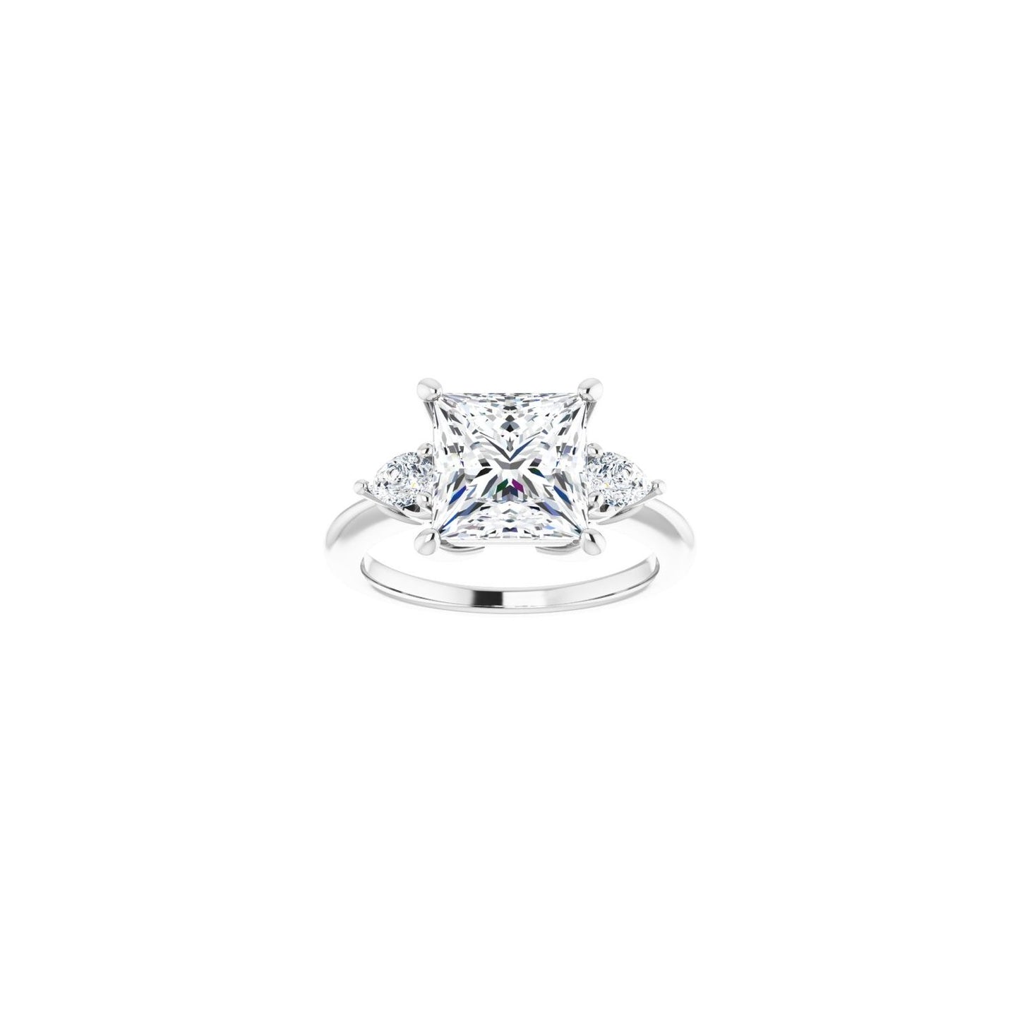 Square Three-Stone Engagement Ring | Metal Type=14K White Gold | Center Stone Size=3 CT | Image 3