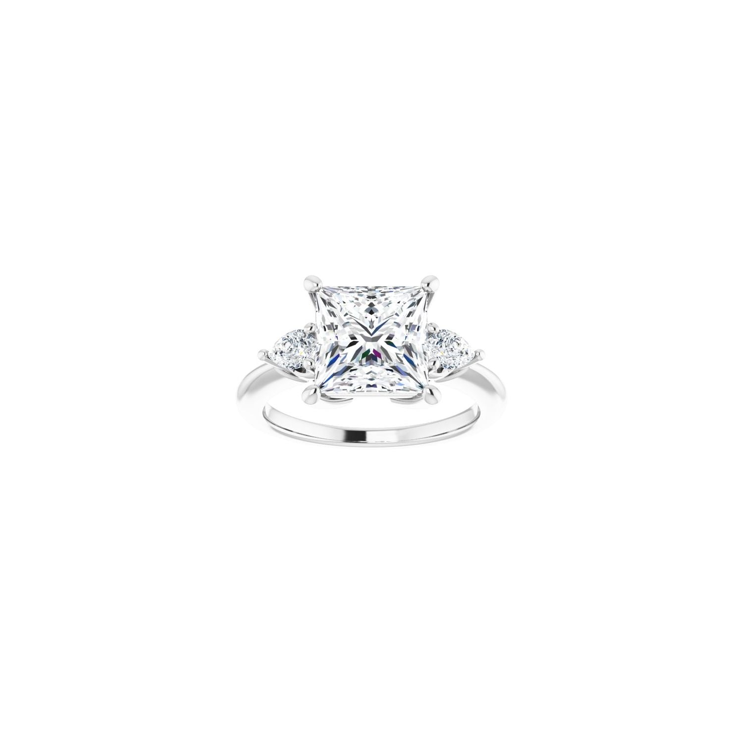 Square Three-Stone Engagement Ring | Metal Type=14K White Gold | Center Stone Size=3 CT | Image 3