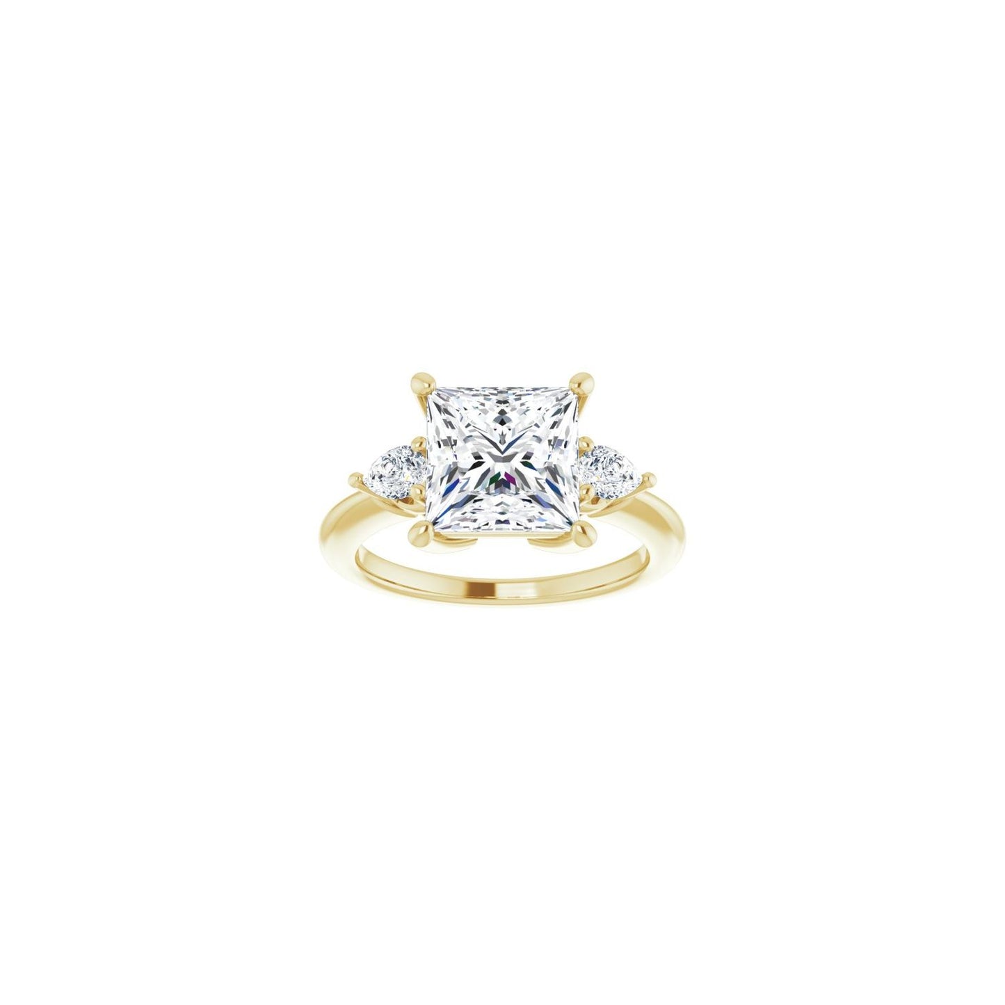 Square Three-Stone Engagement Ring | Metal Type=14K Yellow Gold | Center Stone Size=3 CT | Image 3