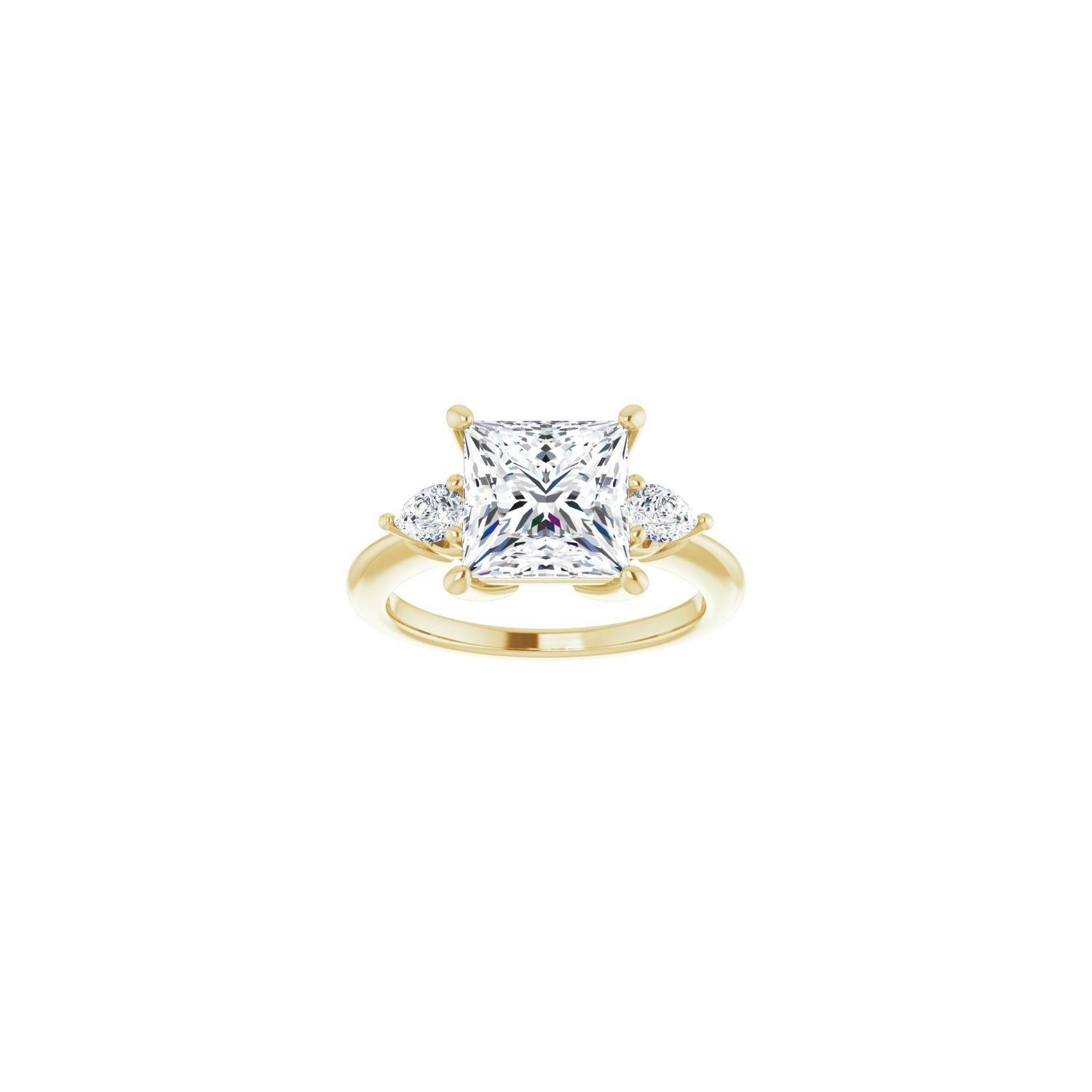 Square Three-Stone Engagement Ring | Metal Type=14K Yellow Gold | Center Stone Size=3 CT | Image 3