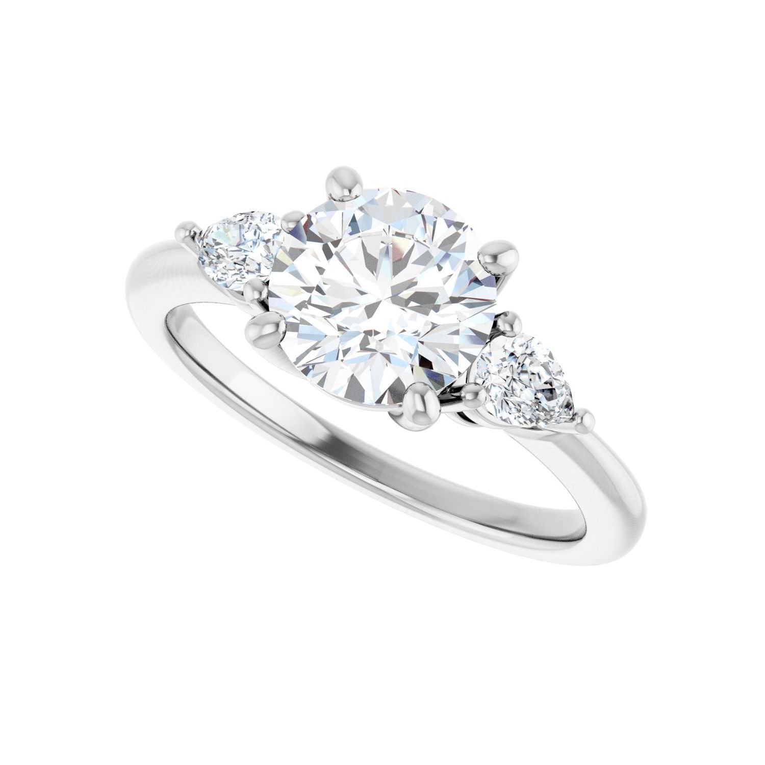 Round Three-Stone Engagement Ring | Metal Type=14K White Gold | Center Stone Size=1.5 CT | Image 5