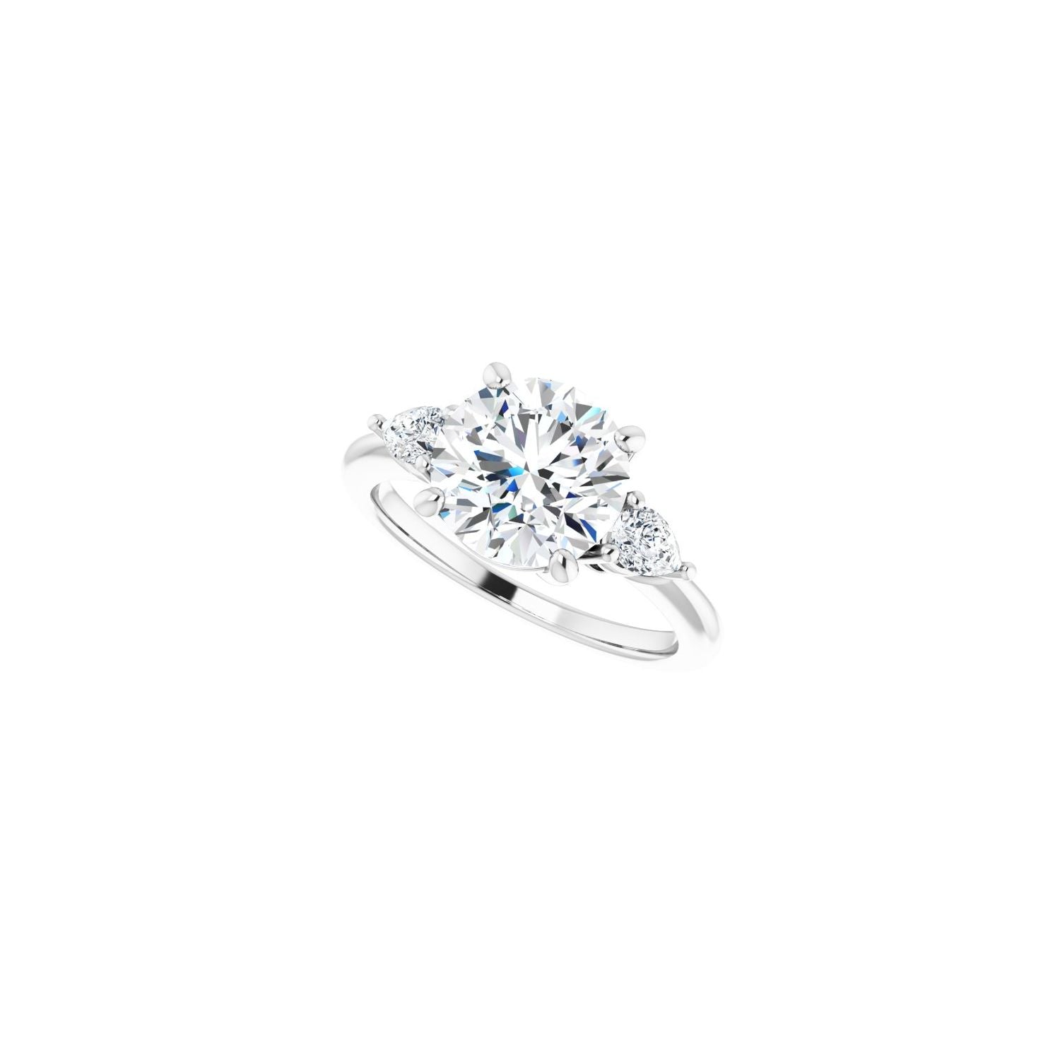 Round Three-Stone Engagement Ring | Metal Type=14K White Gold | Center Stone Size=2.5 CT | Image 5