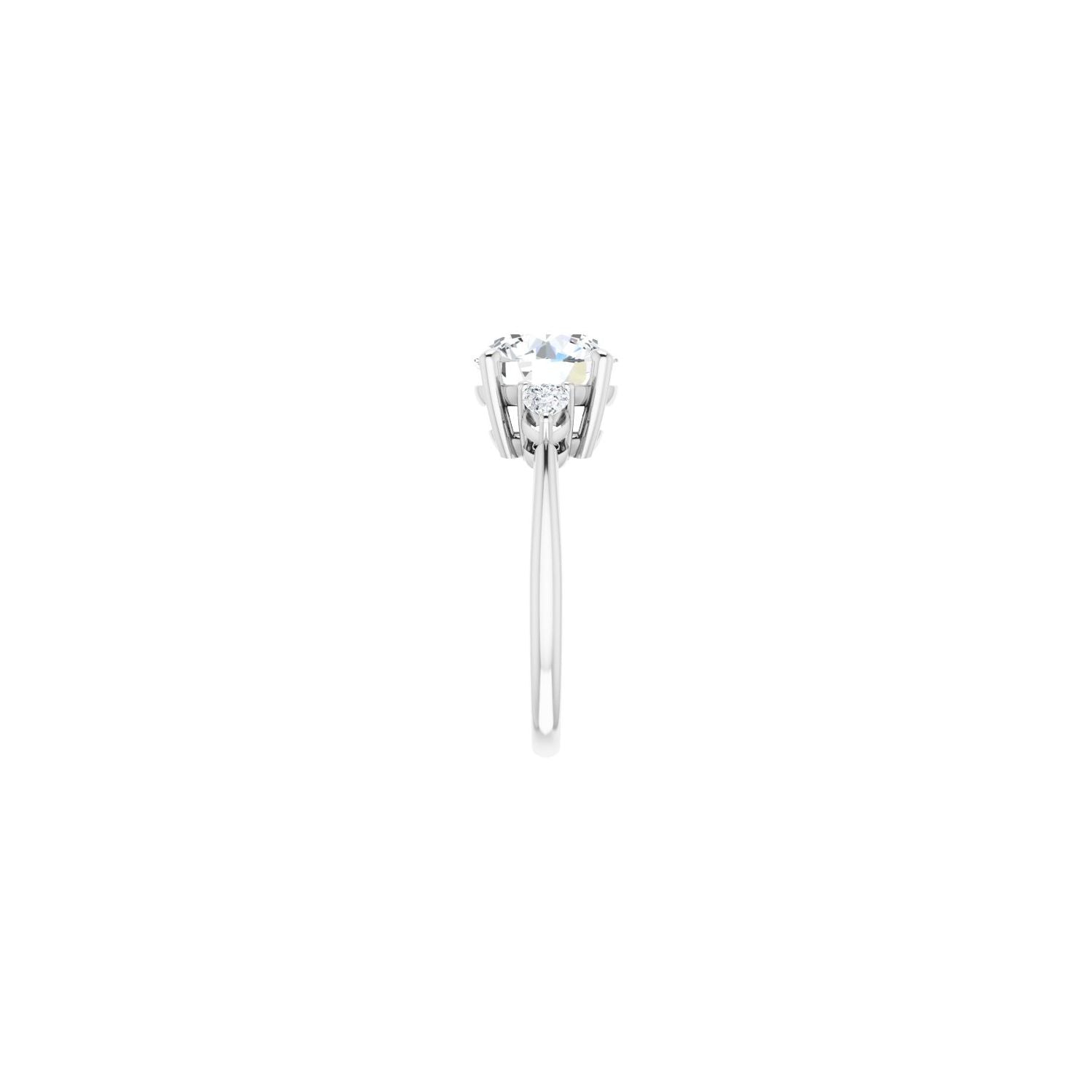 Round Three-Stone Engagement Ring | Metal Type=14K White Gold | Center Stone Size=3 CT | Image 4