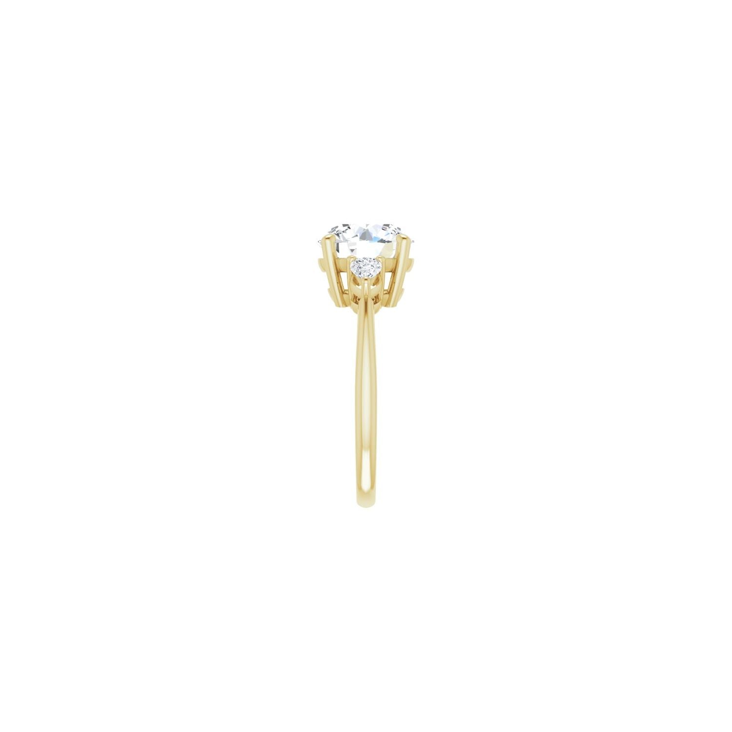 Round Three-Stone Engagement Ring | Metal Type=14K Yellow Gold | Center Stone Size=3 CT | Image 4