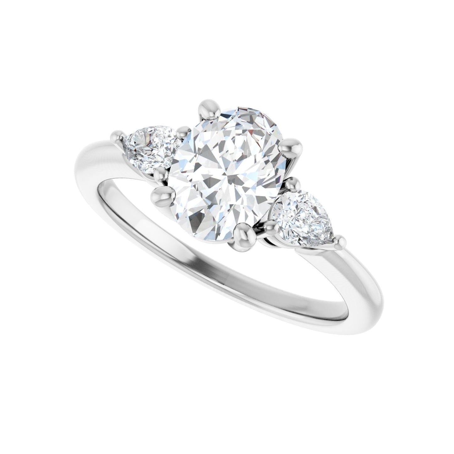 Oval Three-Stone Engagement Ring | Metal Type=14K White Gold | Center Stone Size=1.5 CT | Image 5