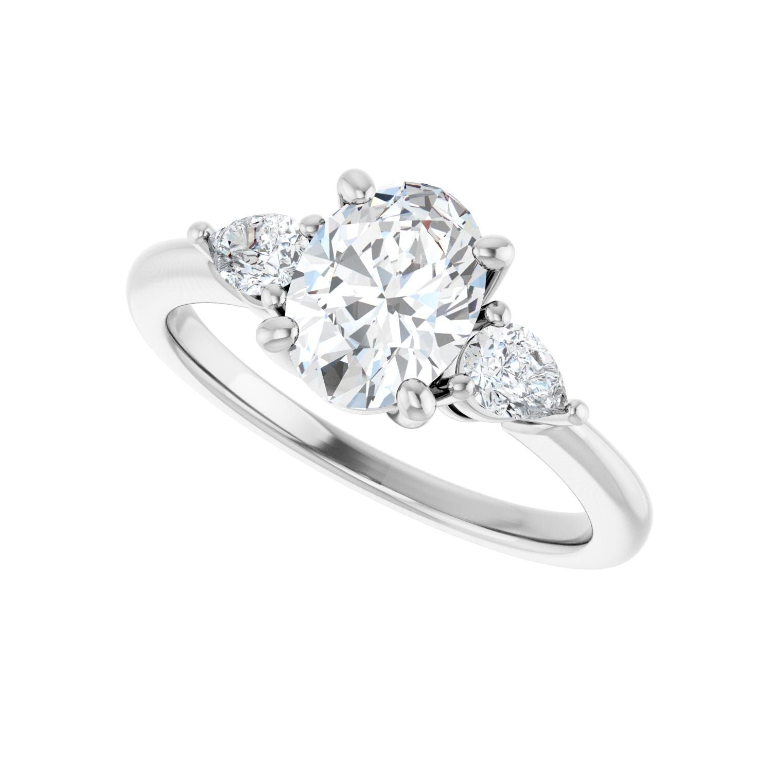 Oval Three-Stone Engagement Ring | Metal Type=14K White Gold | Center Stone Size=1.5 CT | Image 5