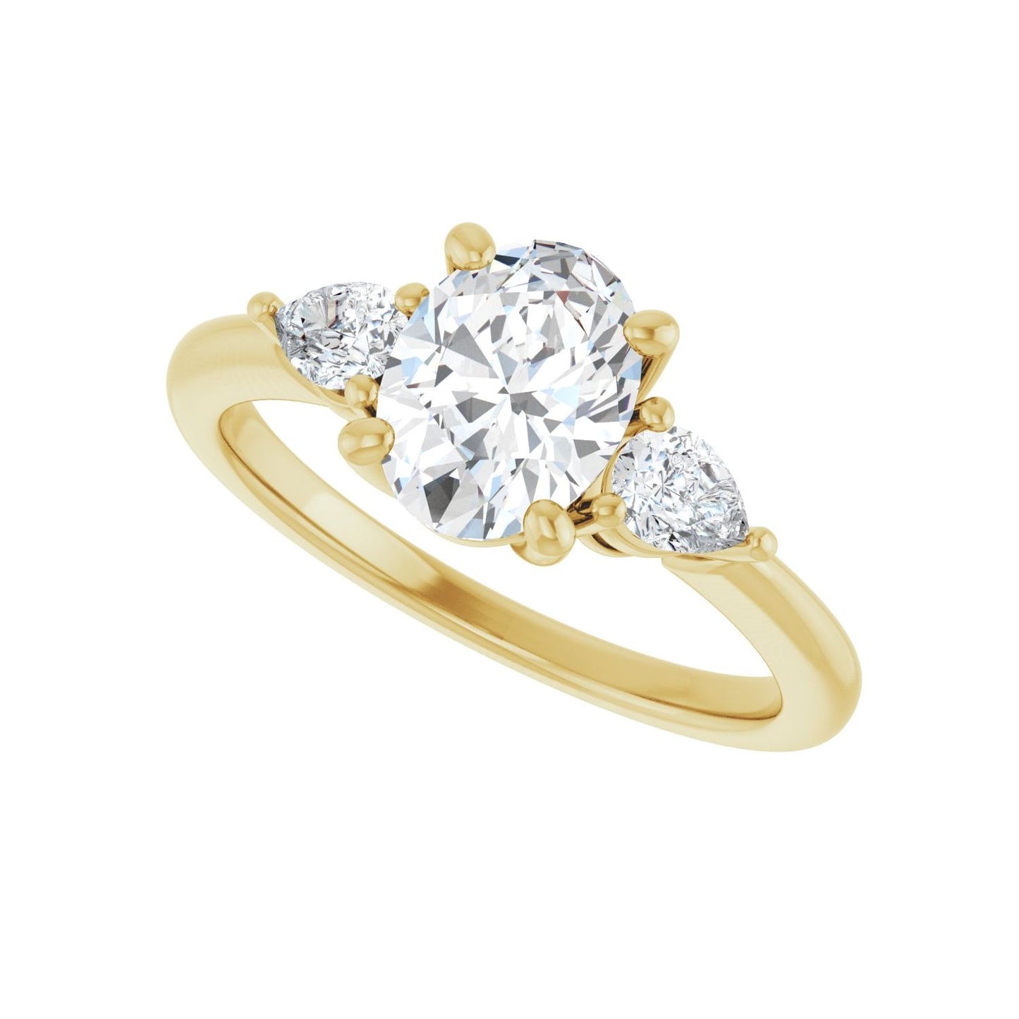 Oval Three-Stone Engagement Ring | Metal Type=14K Yellow Gold | Center Stone Size=1.5 CT | Image 5