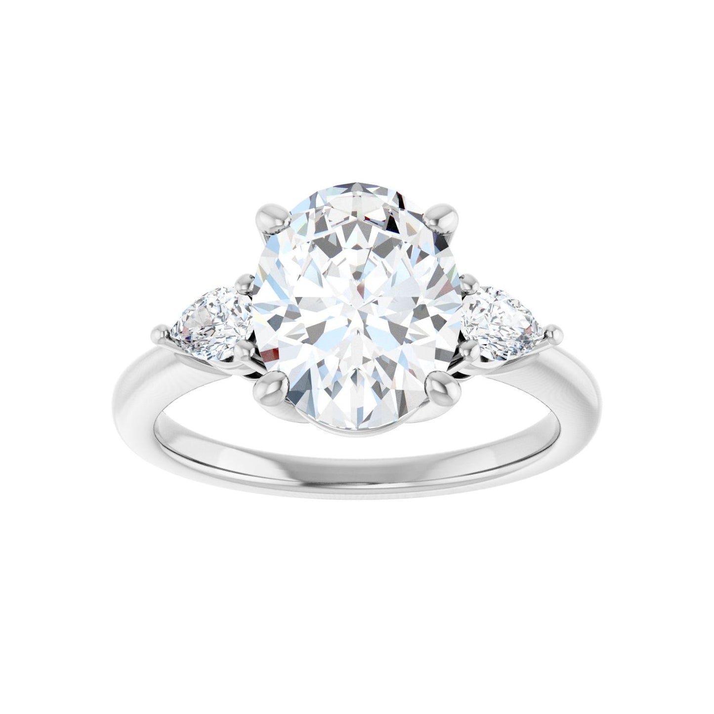 Oval Three-Stone Engagement Ring | Metal Type=14K White Gold | Center Stone Size=2.5 CT | Image 3