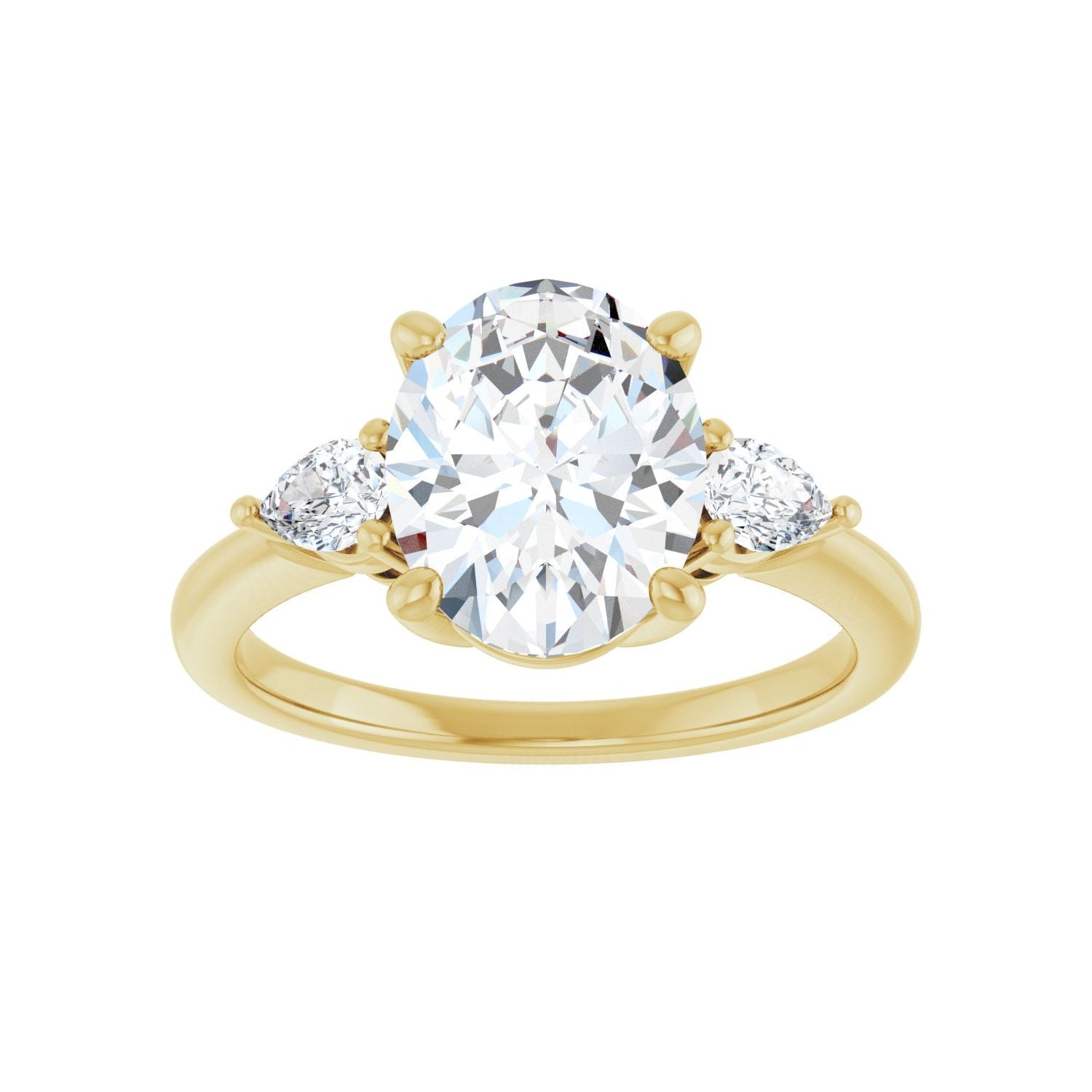 Oval Three-Stone Engagement Ring | Metal Type=14K Yellow Gold | Center Stone Size=2.5 CT | Image 3