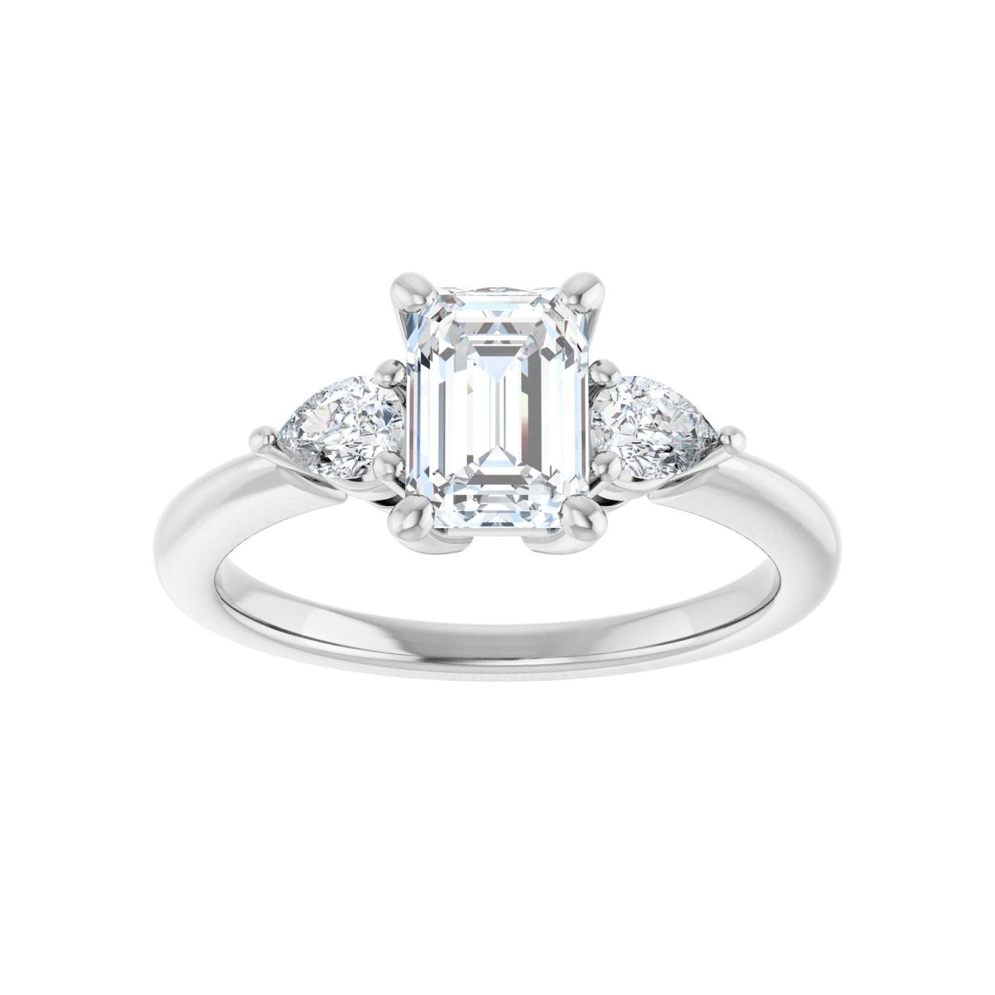 Emerald Three-Stone Engagement Ring | Metal Type=14K White Gold | Center Stone Size=1.5 CT | Image 3