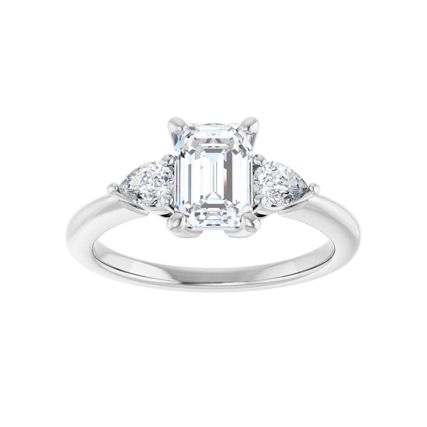 Emerald Three-Stone Engagement Ring | Metal Type=14K White Gold | Center Stone Size=1.5 CT | Image 3