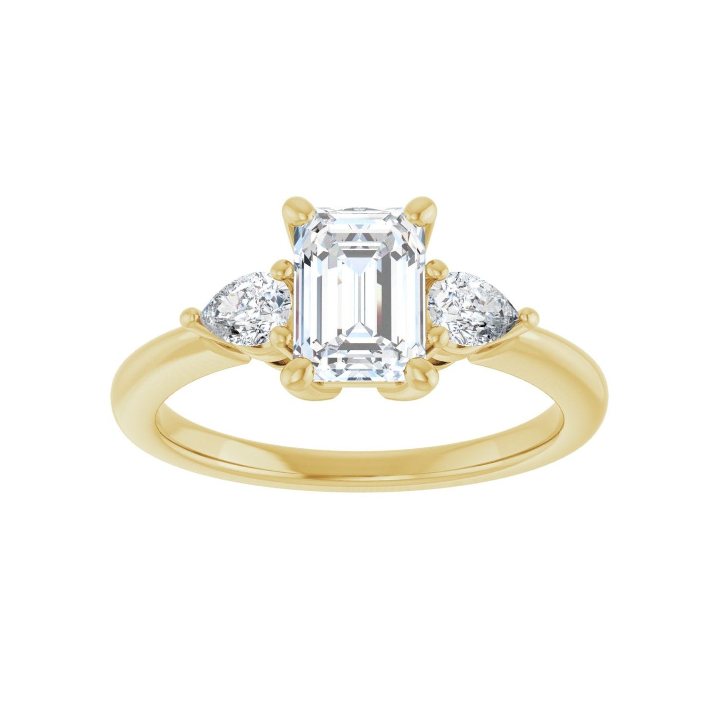Emerald Three-Stone Engagement Ring | Metal Type=14K Yellow Gold | Center Stone Size=1.5 CT | Image 3