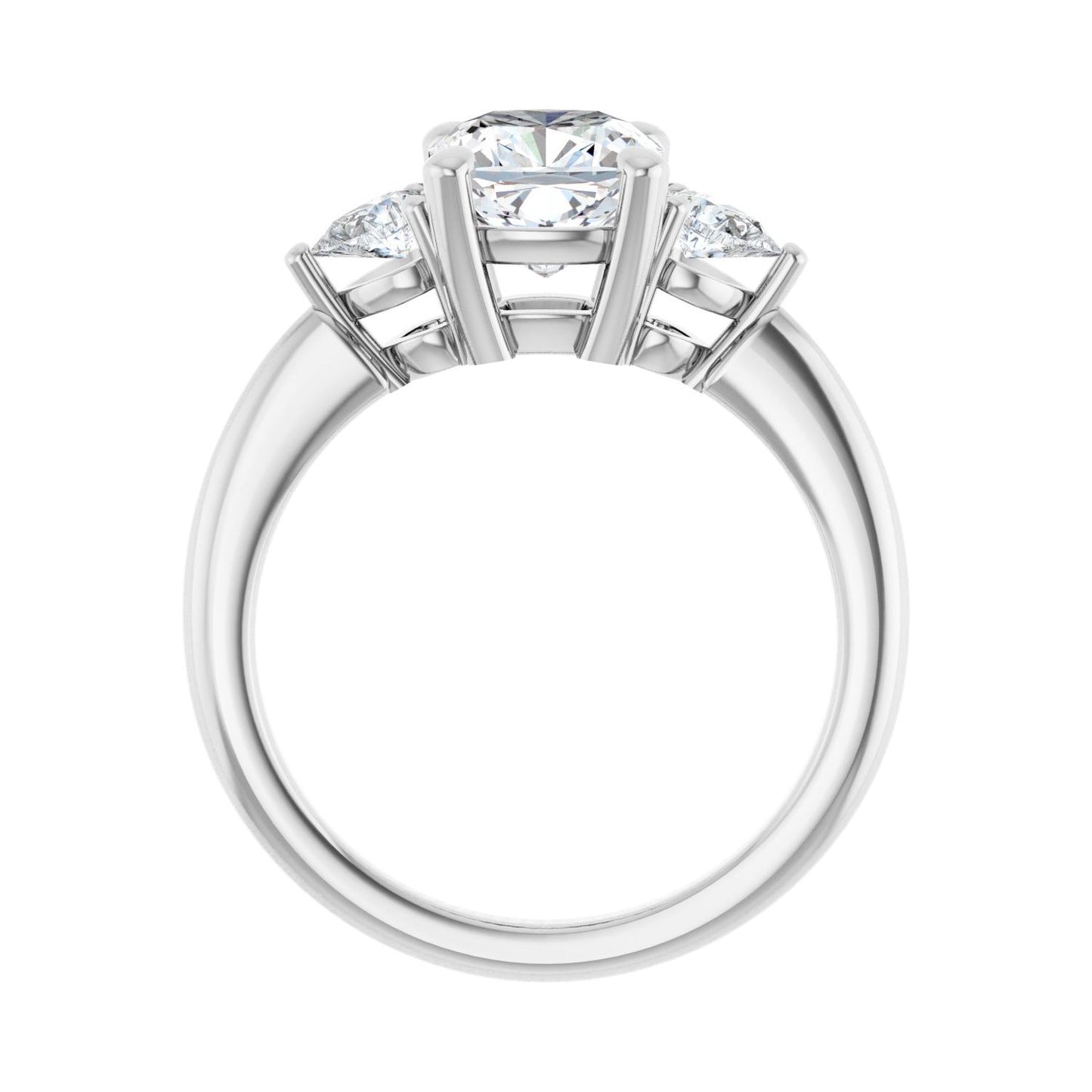 Cushion Three-Stone Engagement Ring | Metal Type=14K White Gold | Center Stone Size=2 CT | Image 2