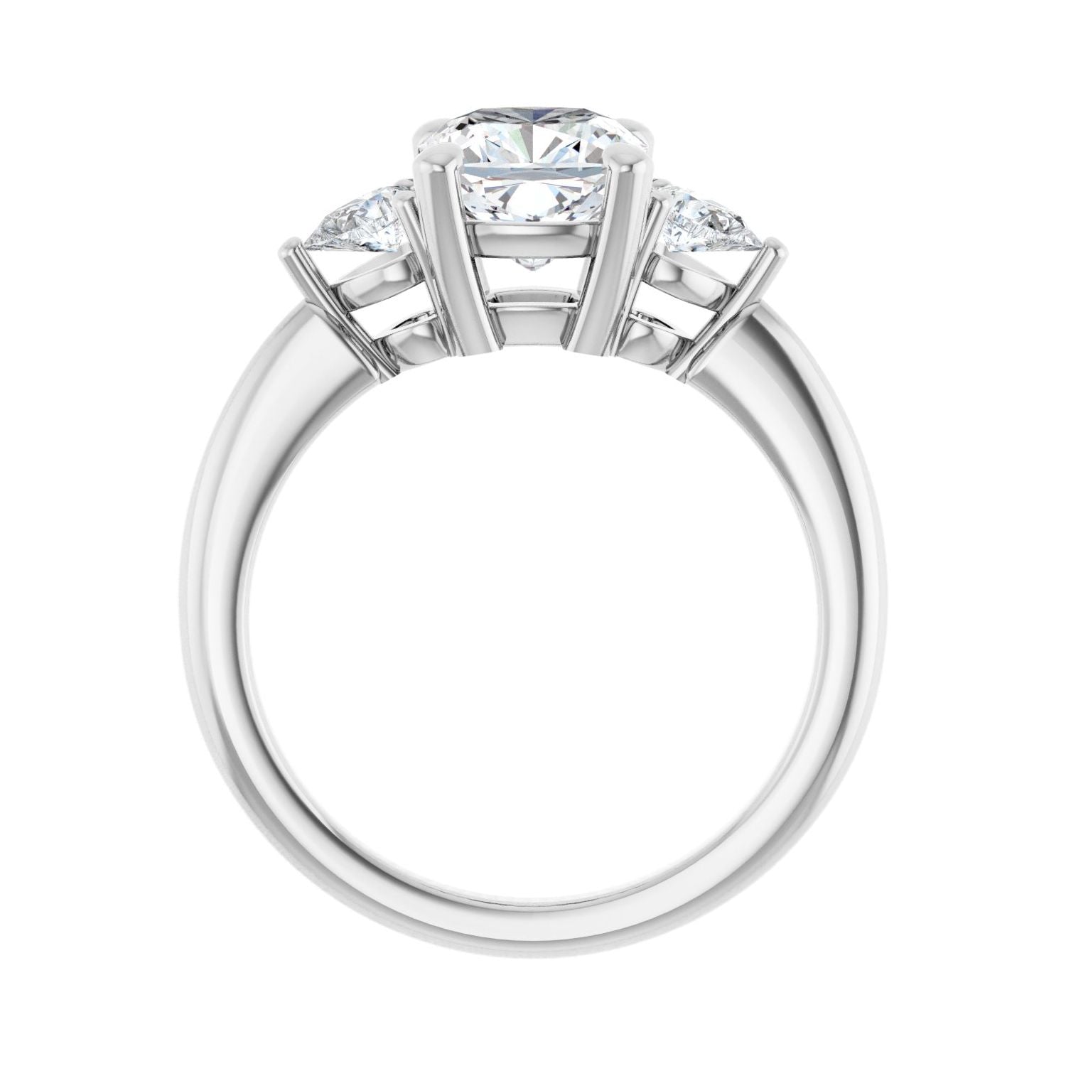 Cushion Three-Stone Engagement Ring | Metal Type=14K White Gold | Center Stone Size=2 CT | Image 2