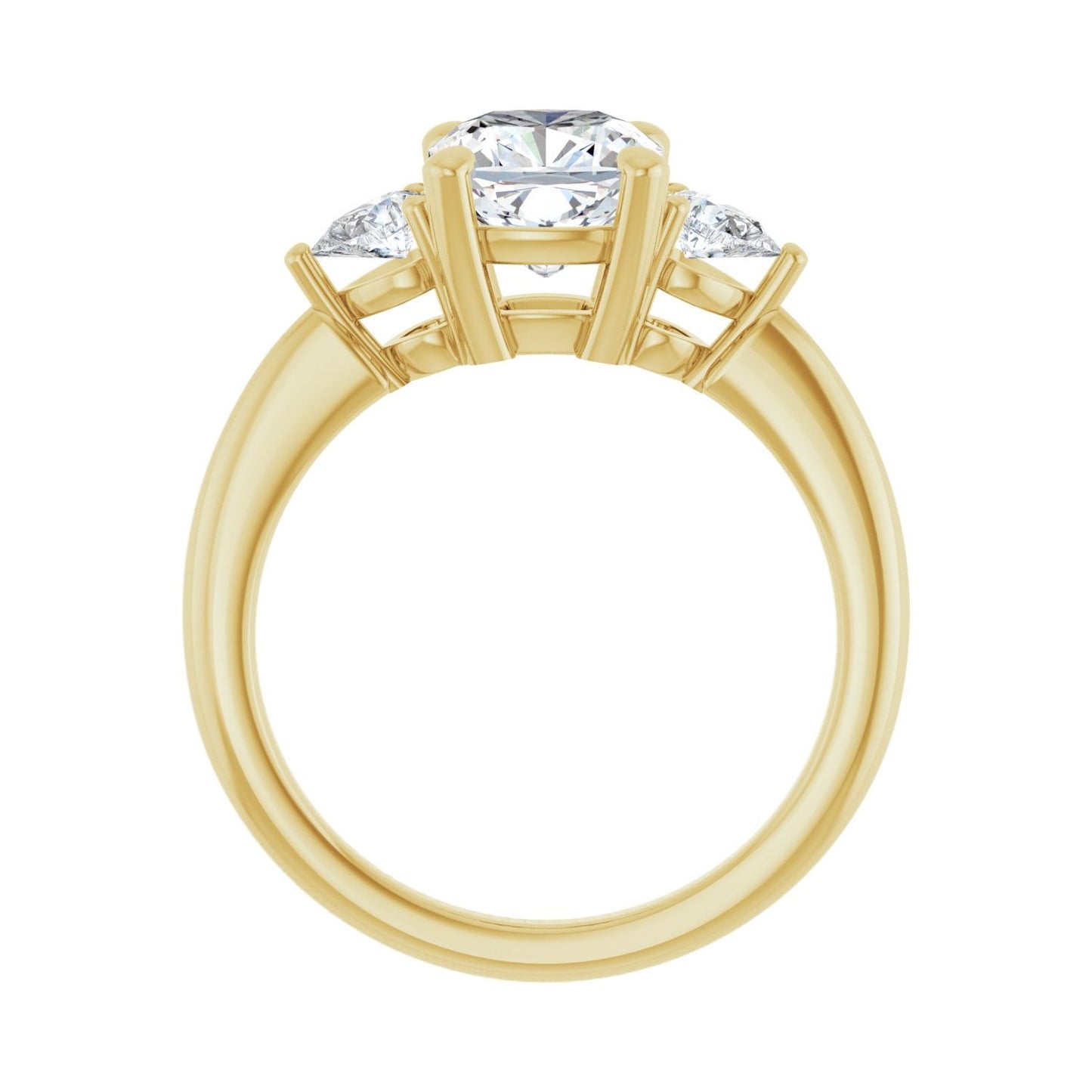 Cushion Three-Stone Engagement Ring | Metal Type=14K Yellow Gold | Center Stone Size=2 CT | Image 2