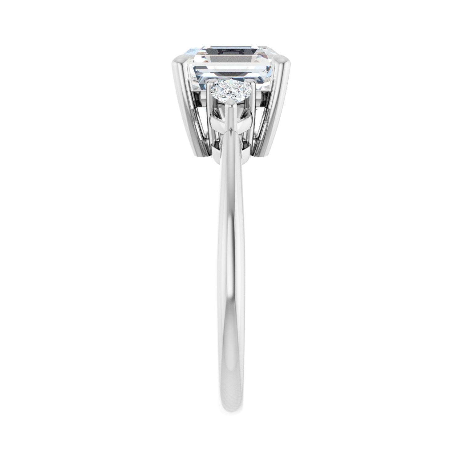 Asscher Three-Stone Engagement Ring | Metal Type=14K White Gold | Center Stone Size=3 CT | Image 4
