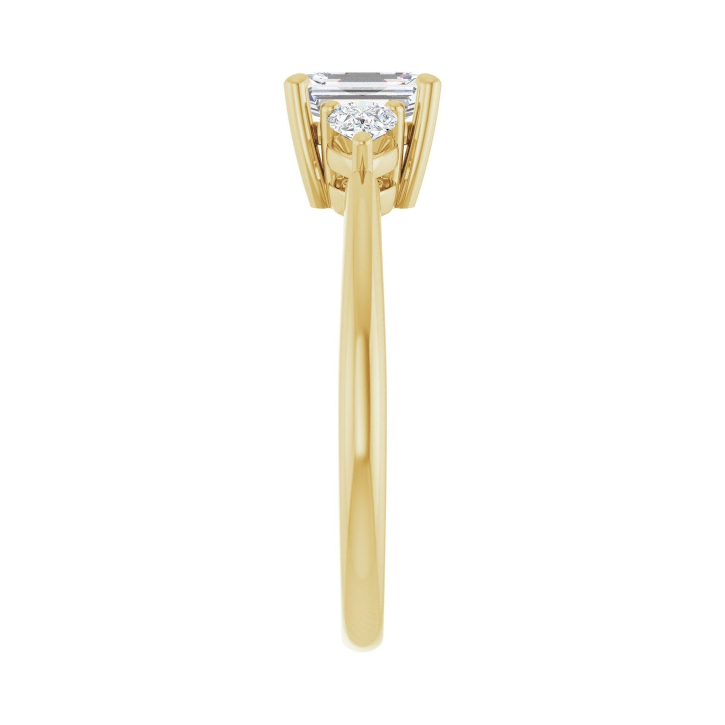 Emerald Three-Stone Engagement Ring | Metal Type=14K Yellow Gold | Center Stone Size=1 CT | Image 4