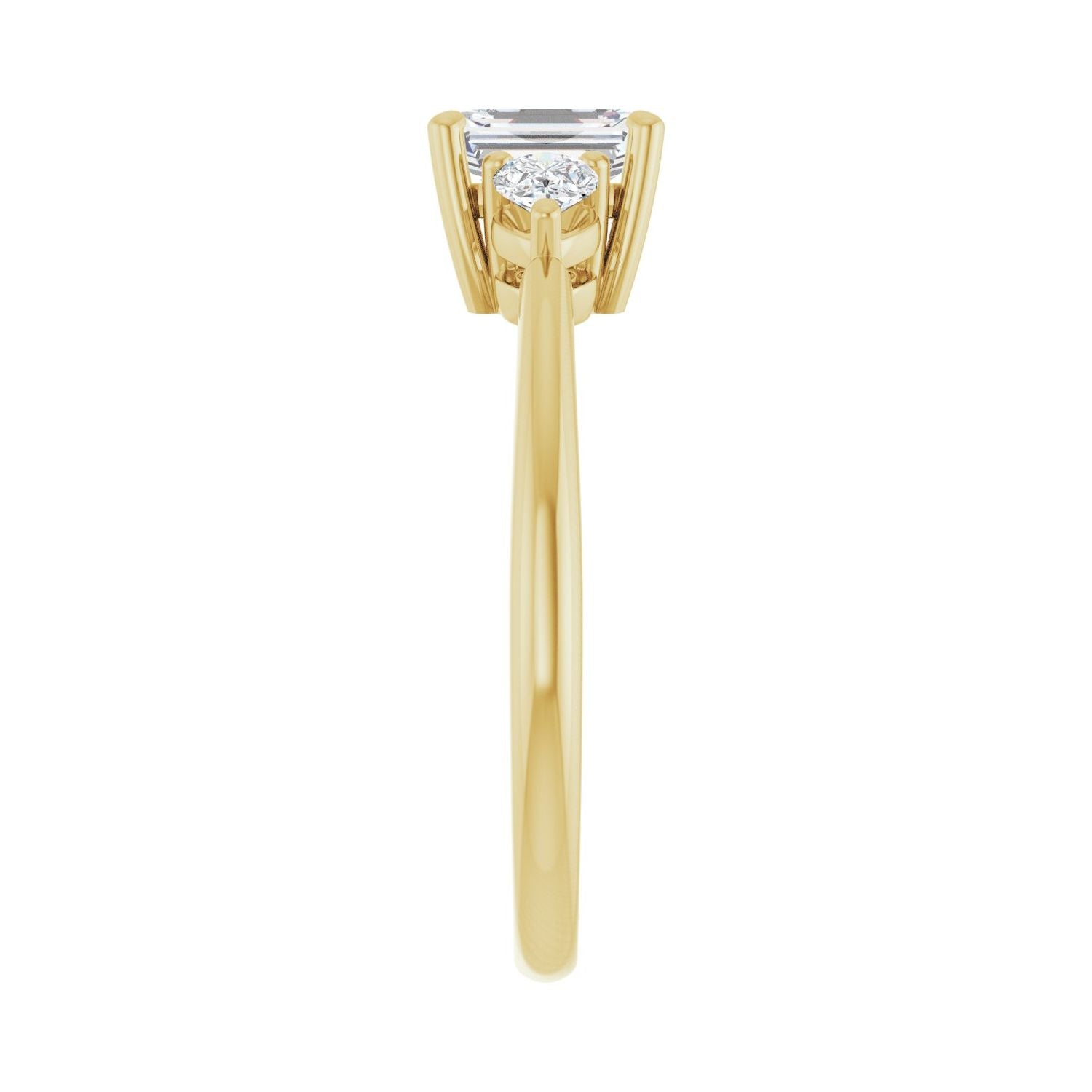 Emerald Three-Stone Engagement Ring | Metal Type=14K Yellow Gold | Center Stone Size=1 CT | Image 4