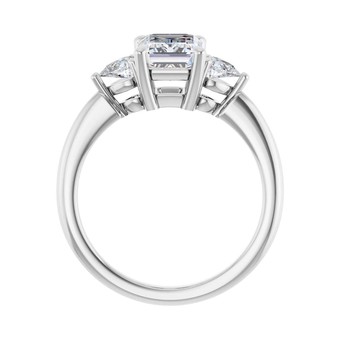 Emerald Three-Stone Engagement Ring | Metal Type=14K White Gold | Center Stone Size=2 CT | Image 2