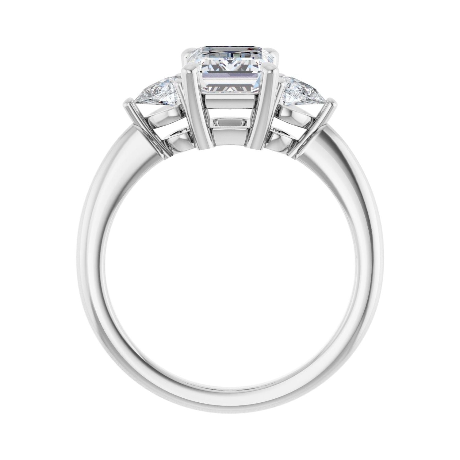 Emerald Three-Stone Engagement Ring | Metal Type=14K White Gold | Center Stone Size=2 CT | Image 2