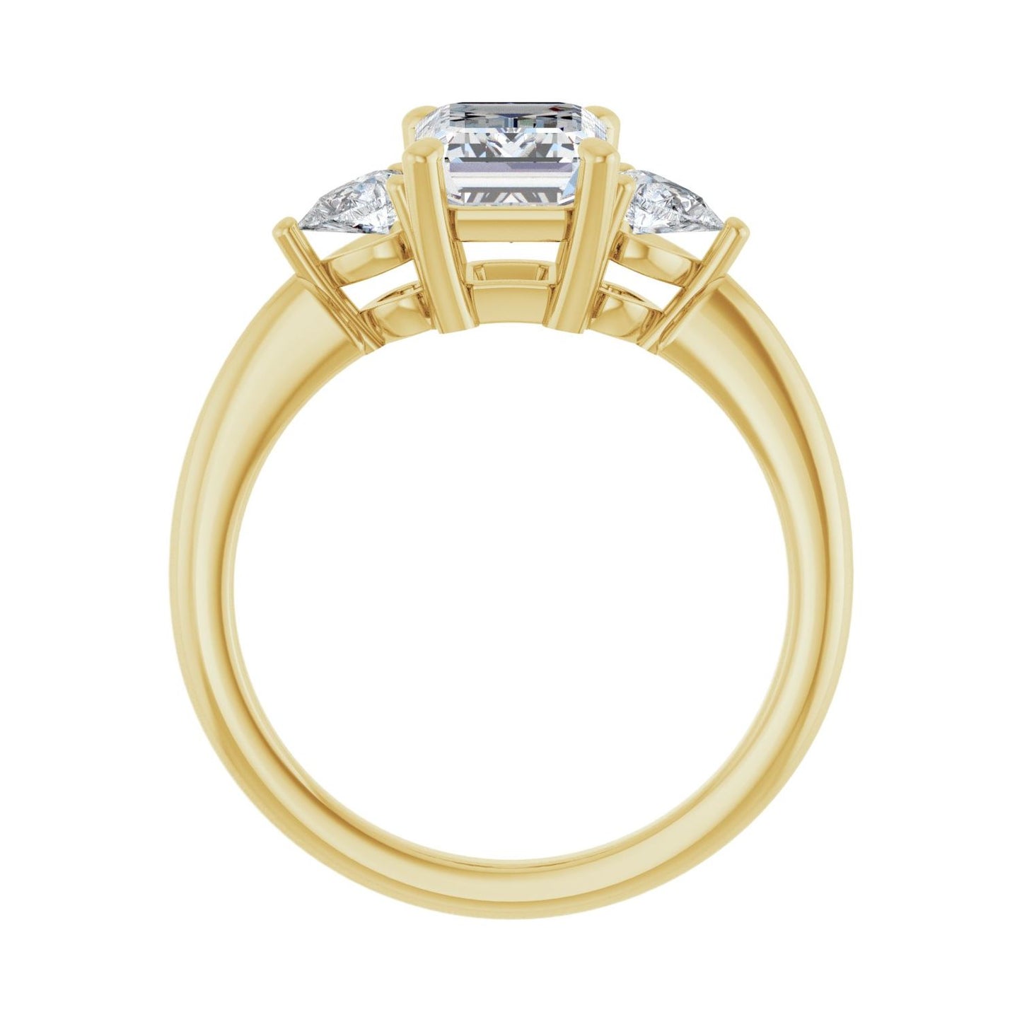 Emerald Three-Stone Engagement Ring | Metal Type=14K Yellow Gold | Center Stone Size=2 CT | Image 2