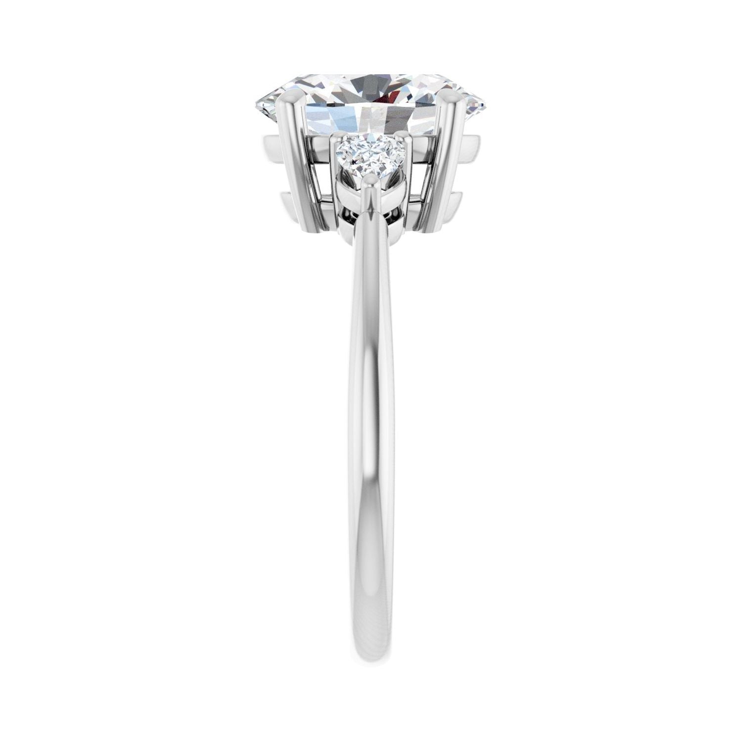 Oval Three-Stone Engagement Ring | Metal Type=14K White Gold | Center Stone Size=2.5 CT | Image 4