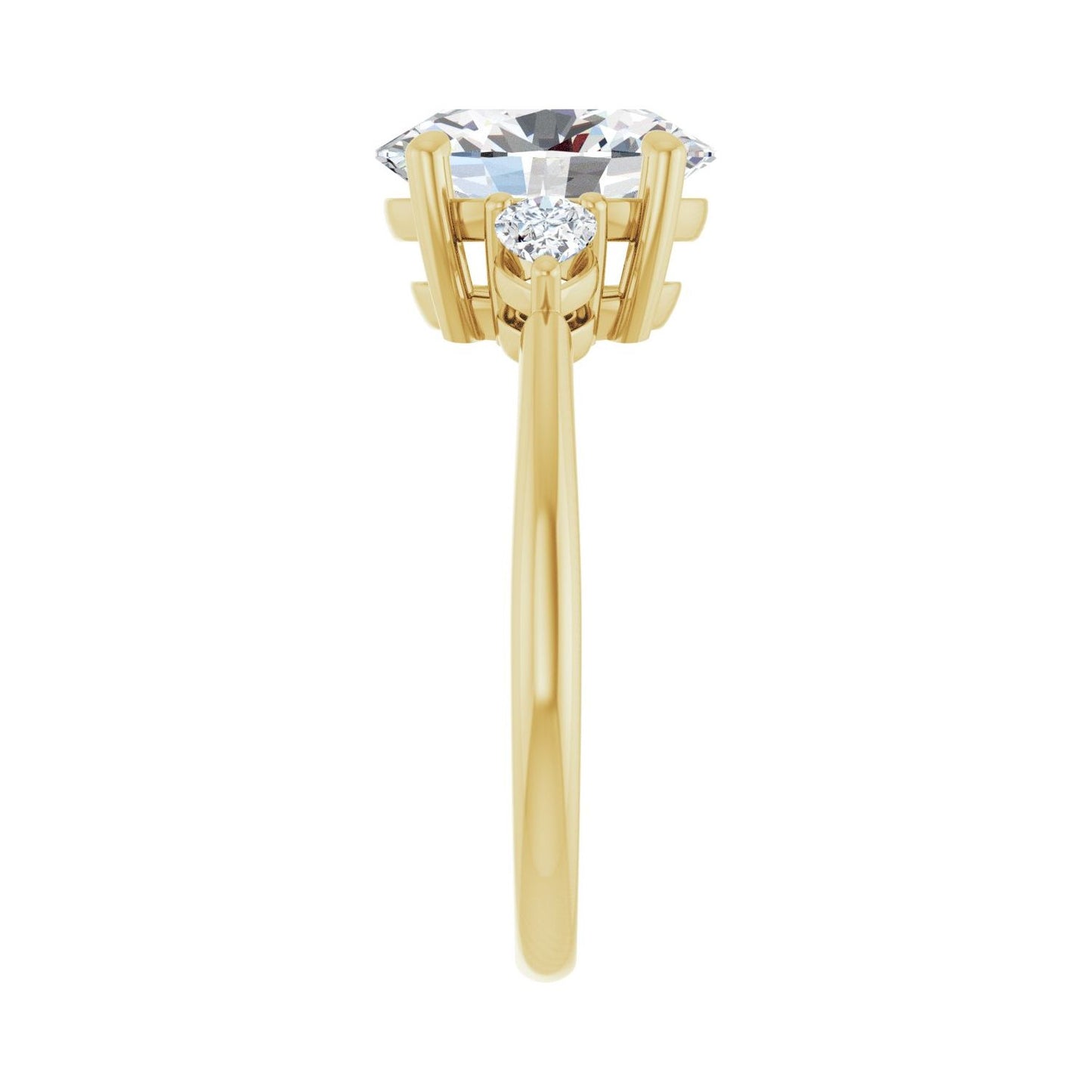 Oval Three-Stone Engagement Ring | Metal Type=14K Yellow Gold | Center Stone Size=2.5 CT | Image 4