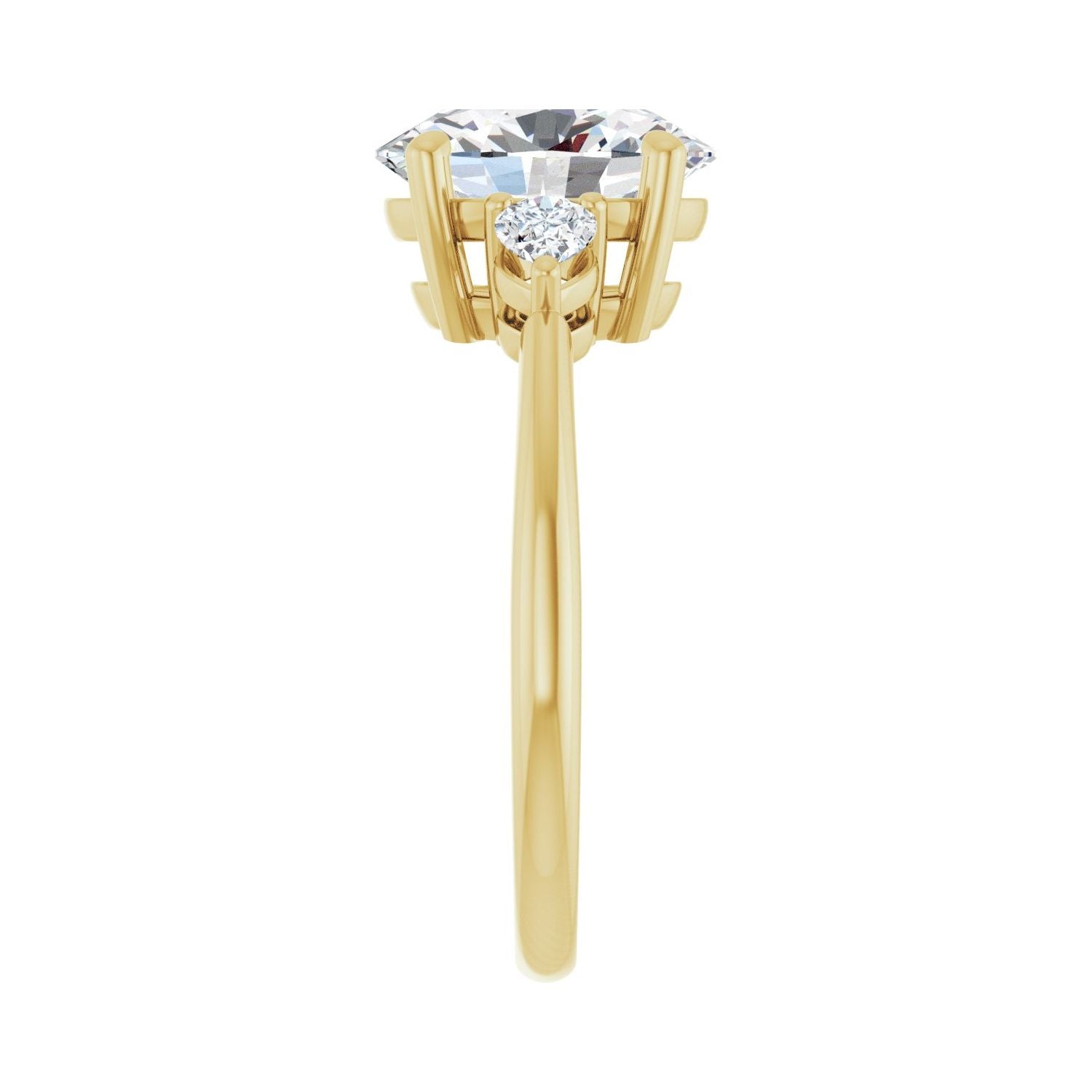 Oval Three-Stone Engagement Ring | Metal Type=14K Yellow Gold | Center Stone Size=2.5 CT | Image 4