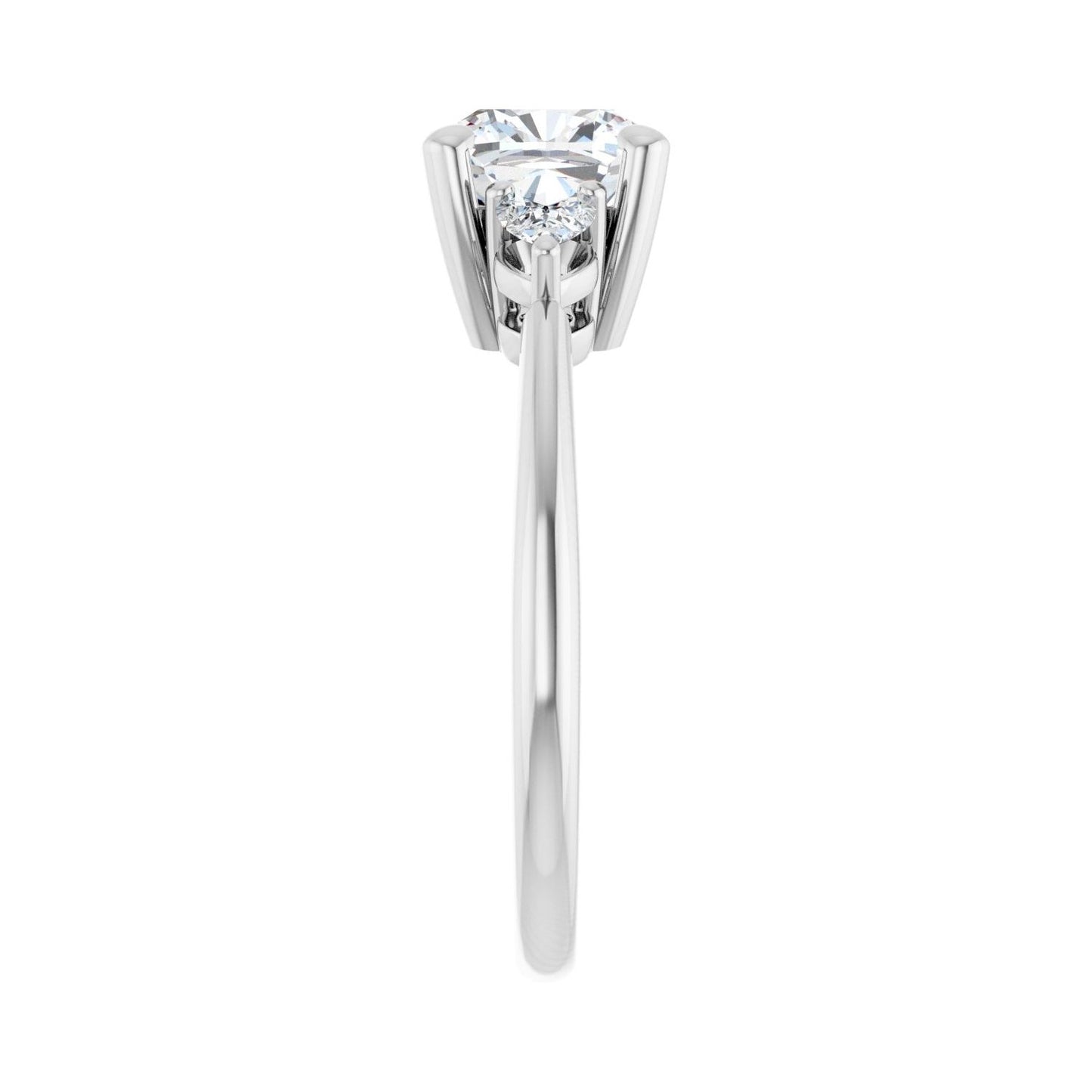 Cushion Three-Stone Engagement Ring | Metal Type=14K White Gold | Center Stone Size=2 CT | Image 4