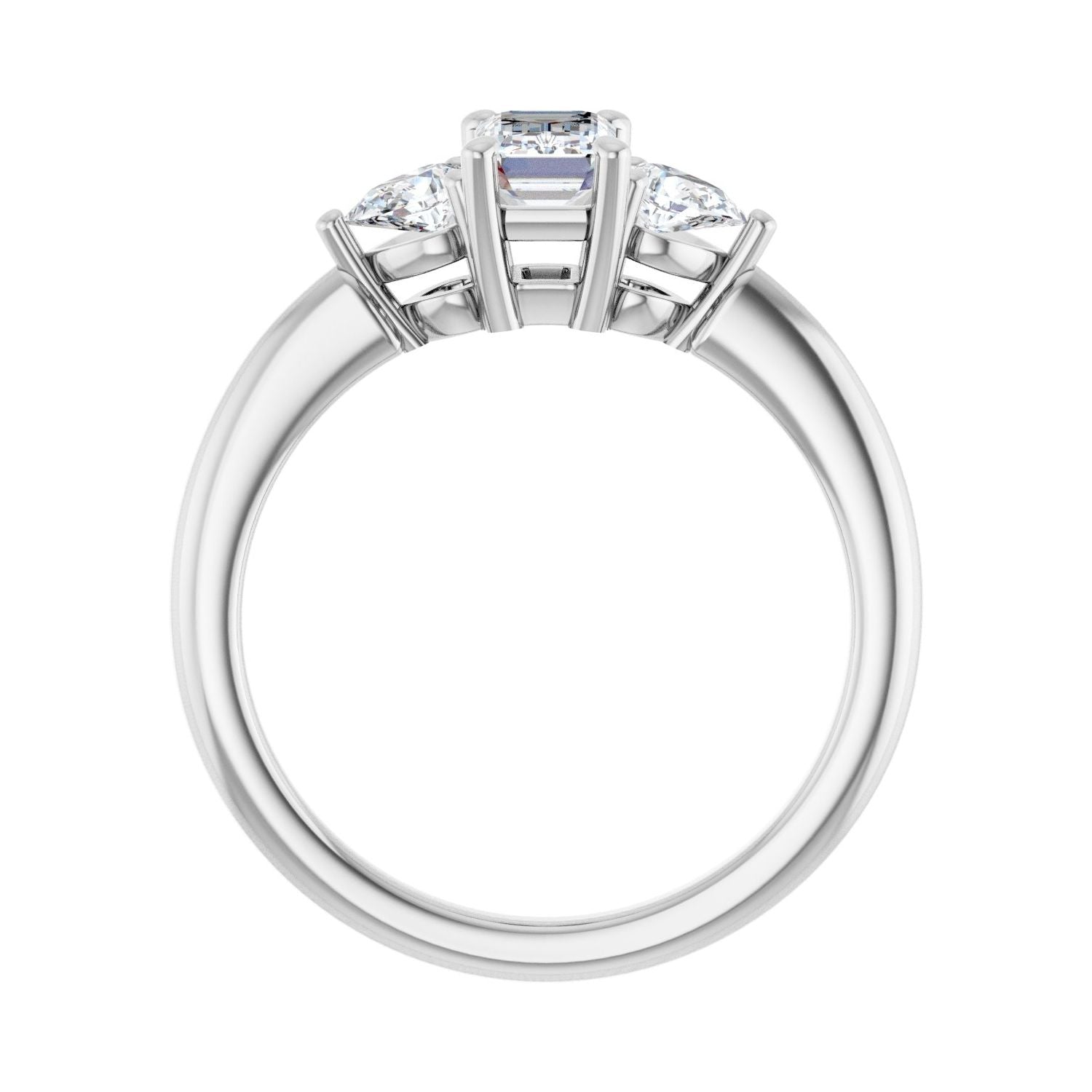 Emerald Three-Stone Engagement Ring | Metal Type=14K White Gold | Center Stone Size=1 CT | Image 2