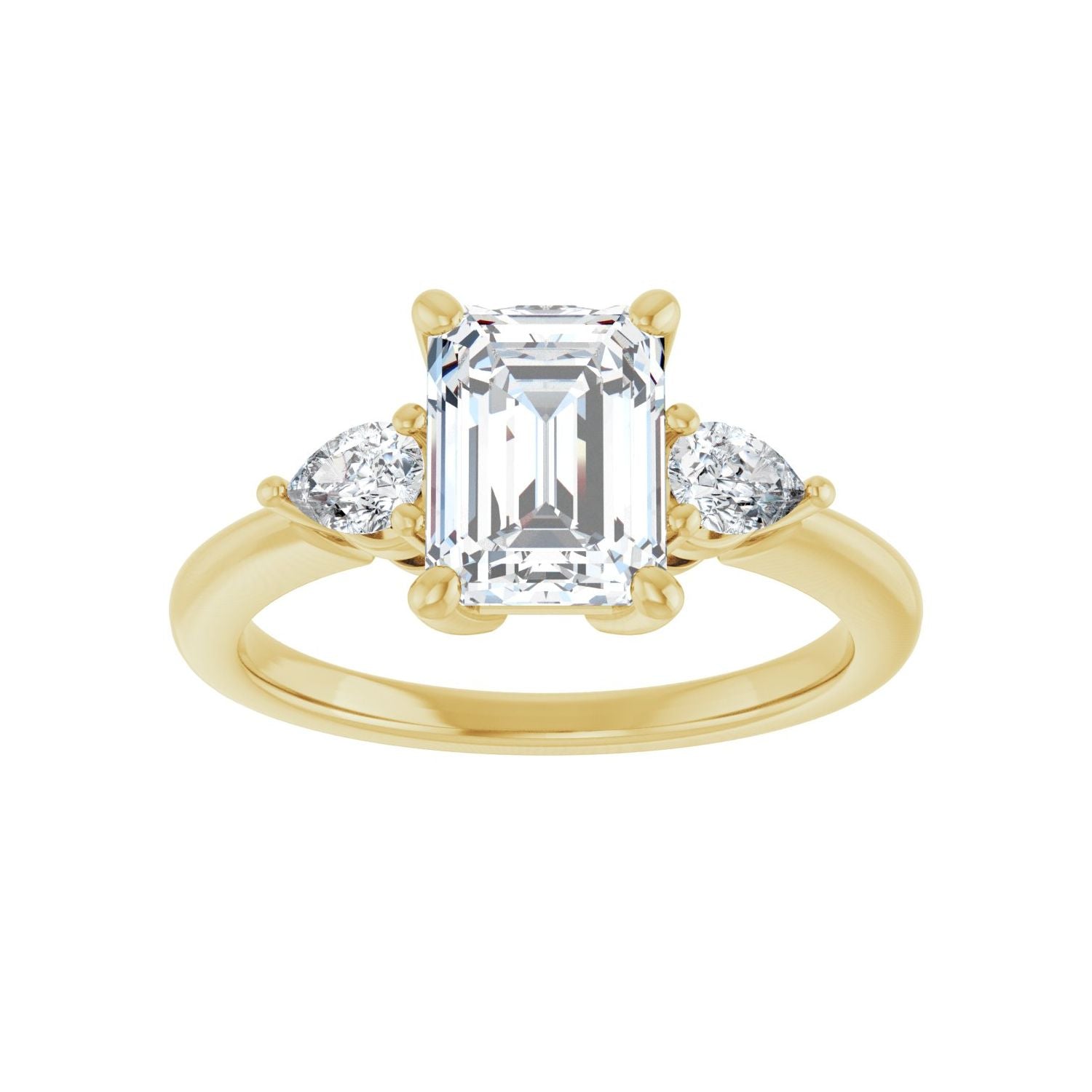 Emerald Three-Stone Engagement Ring | Metal Type=14K Yellow Gold | Center Stone Size=2 CT | Image 3